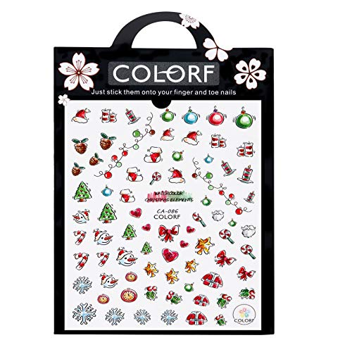 Christmas Nail Stickers 3D Waterproof - Holiday Nail Art Decals for Women & Girls - Festive Nail Polish Strips with Adhesive - Perfect for Christmas Parties, Gifts & Winter Nail Designs
