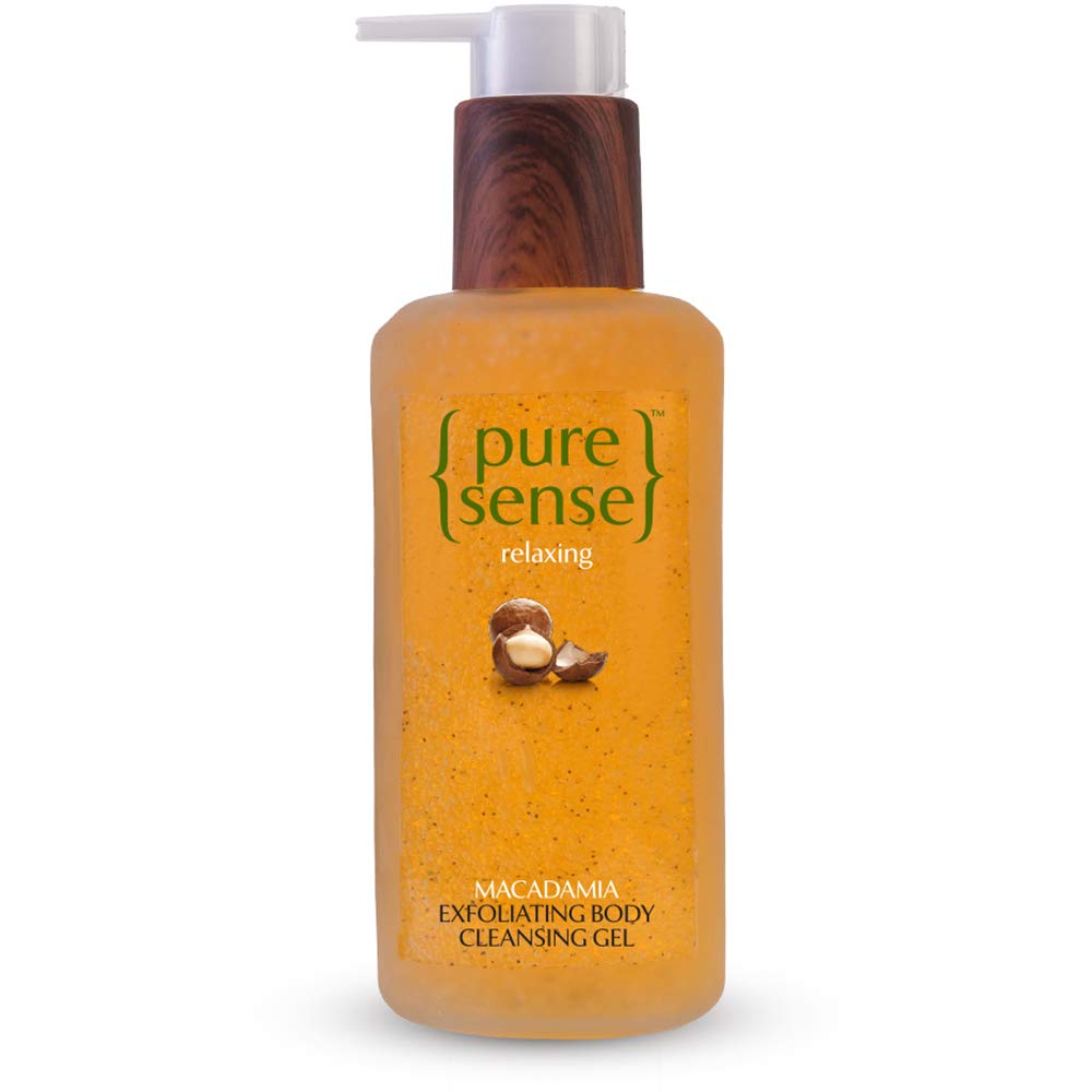 Relaxing Macadamia Exfoliating Body Wash - Sulfate & Paraben Free Cleansing Gel (200ml) for Smooth Skin - Perfect for Shower & Spa Days