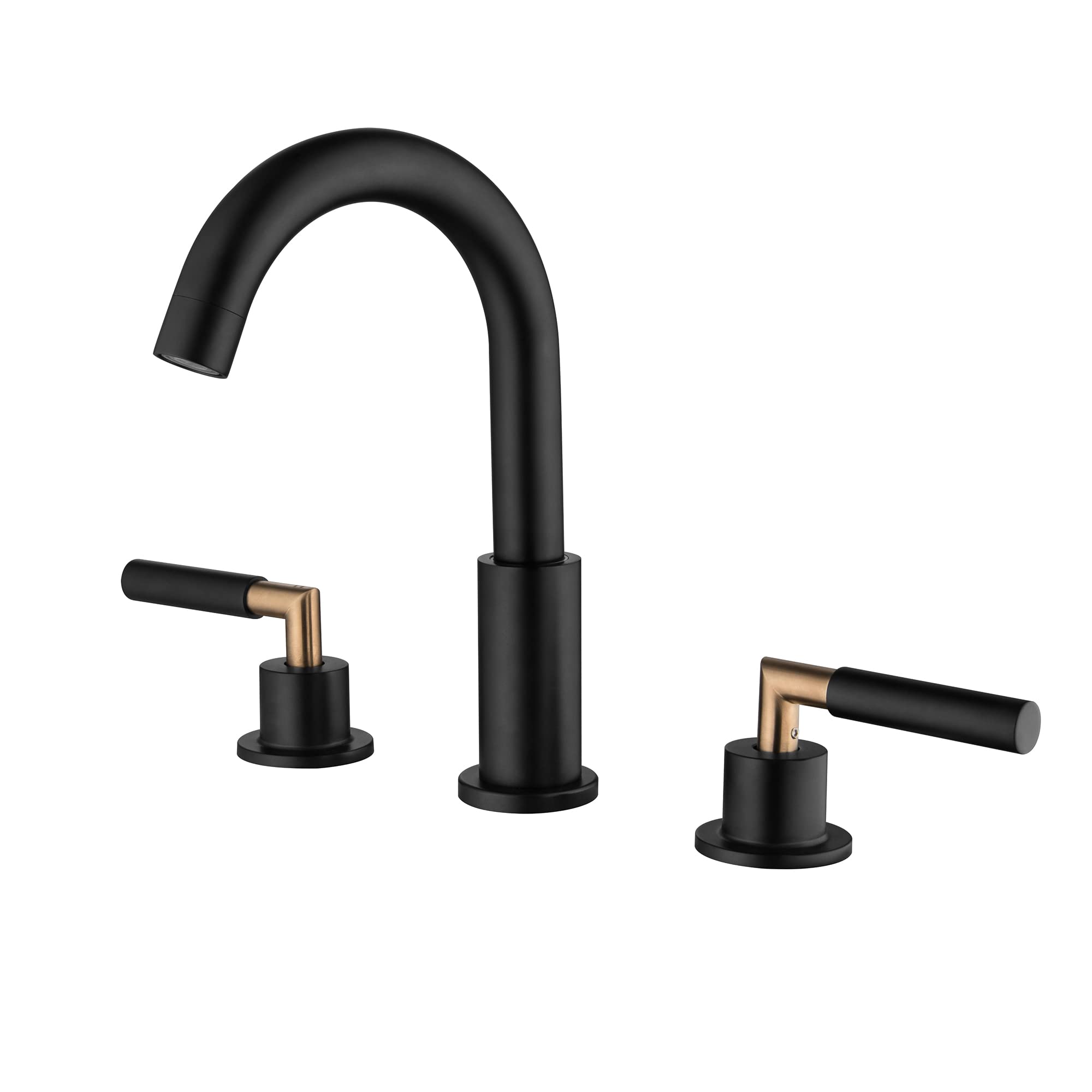 Premium Matte Black Centerset Bathroom Faucet - 3 Hole Installation with 2 Handles, 1.2GPM Flow Rate, Stainless Steel Construction for Bathroom Sink - Includes Water Supply Lines (Perfect for Modern Home & Hotel Bathroom Renovations)