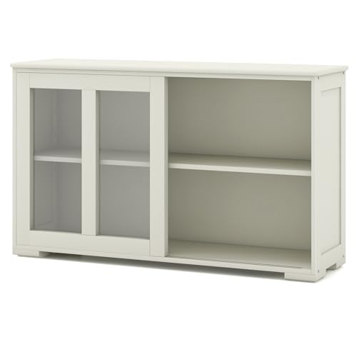 Cream White/Glass Sliding Door