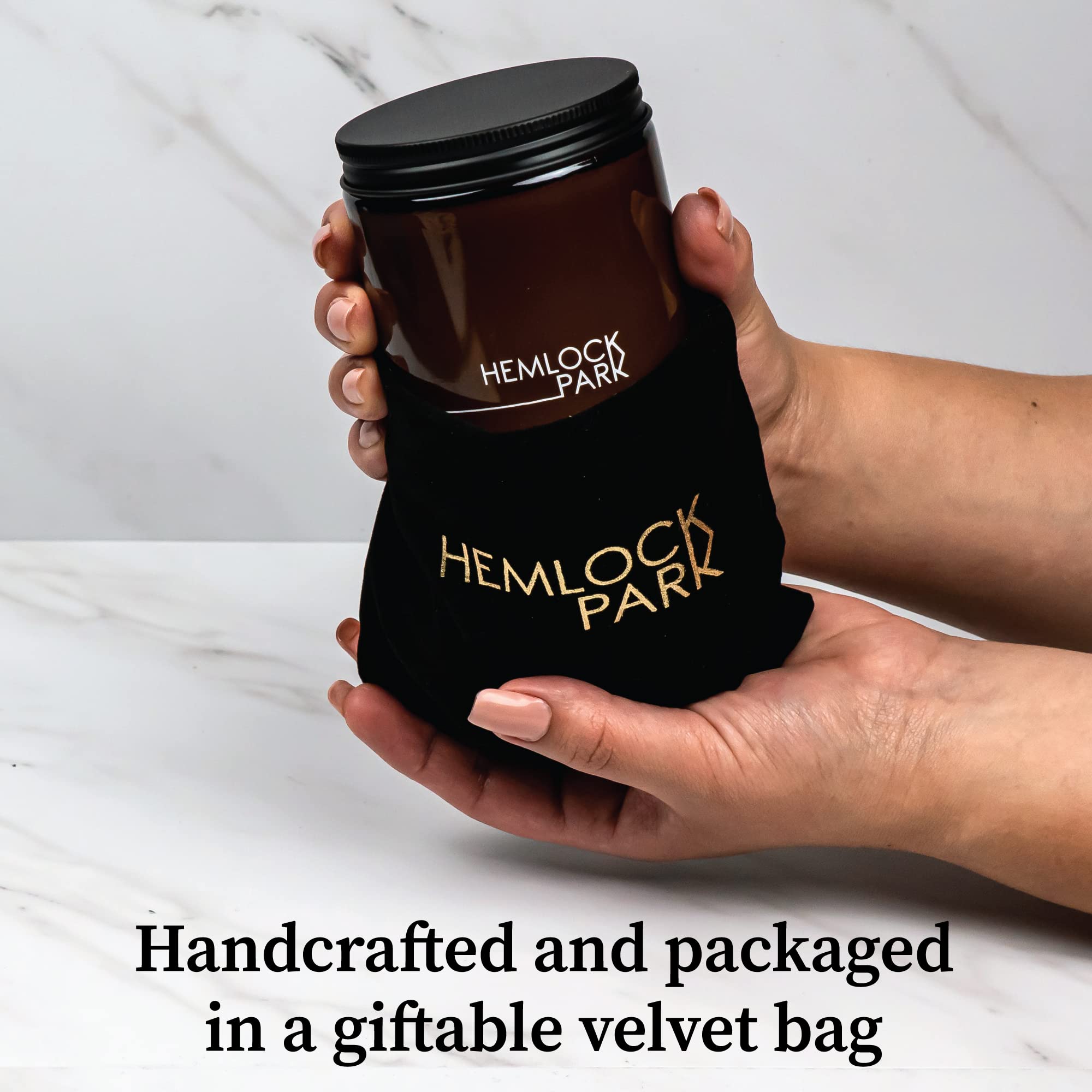 Premium Handcrafted Hemlock Park Crackling Wood Wick Candle - Natural Coconut Wax, 8 oz - Scarlet Rose Fragrance for Relaxation, Romantic Dinners & Home Decor
