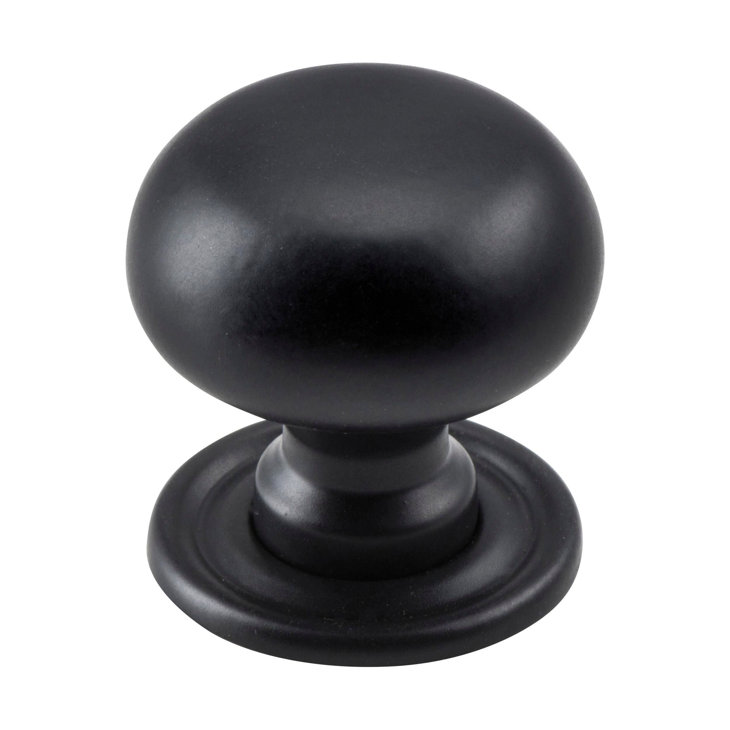 9563 Brass Cabinet Knobs - Matte Black Finish - 25mm Diameter x 27mm Projection - Vintage Style Hardware for Kitchen Cabinets, Dressers & Furniture DIY