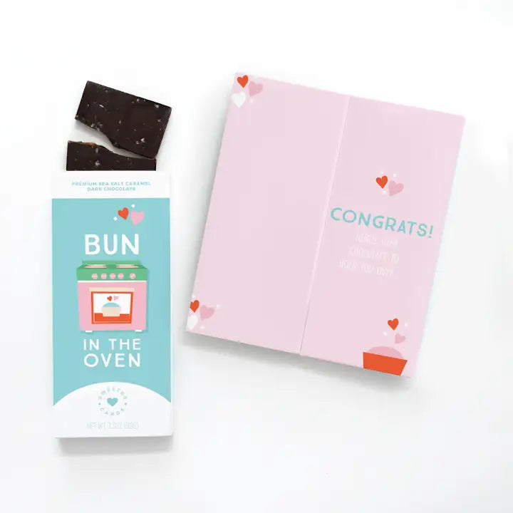New Baby Card with Chocolate Inside - Bun in the Oven - Perfect for Baby Showers, Gender Reveals & New Parent Gifts