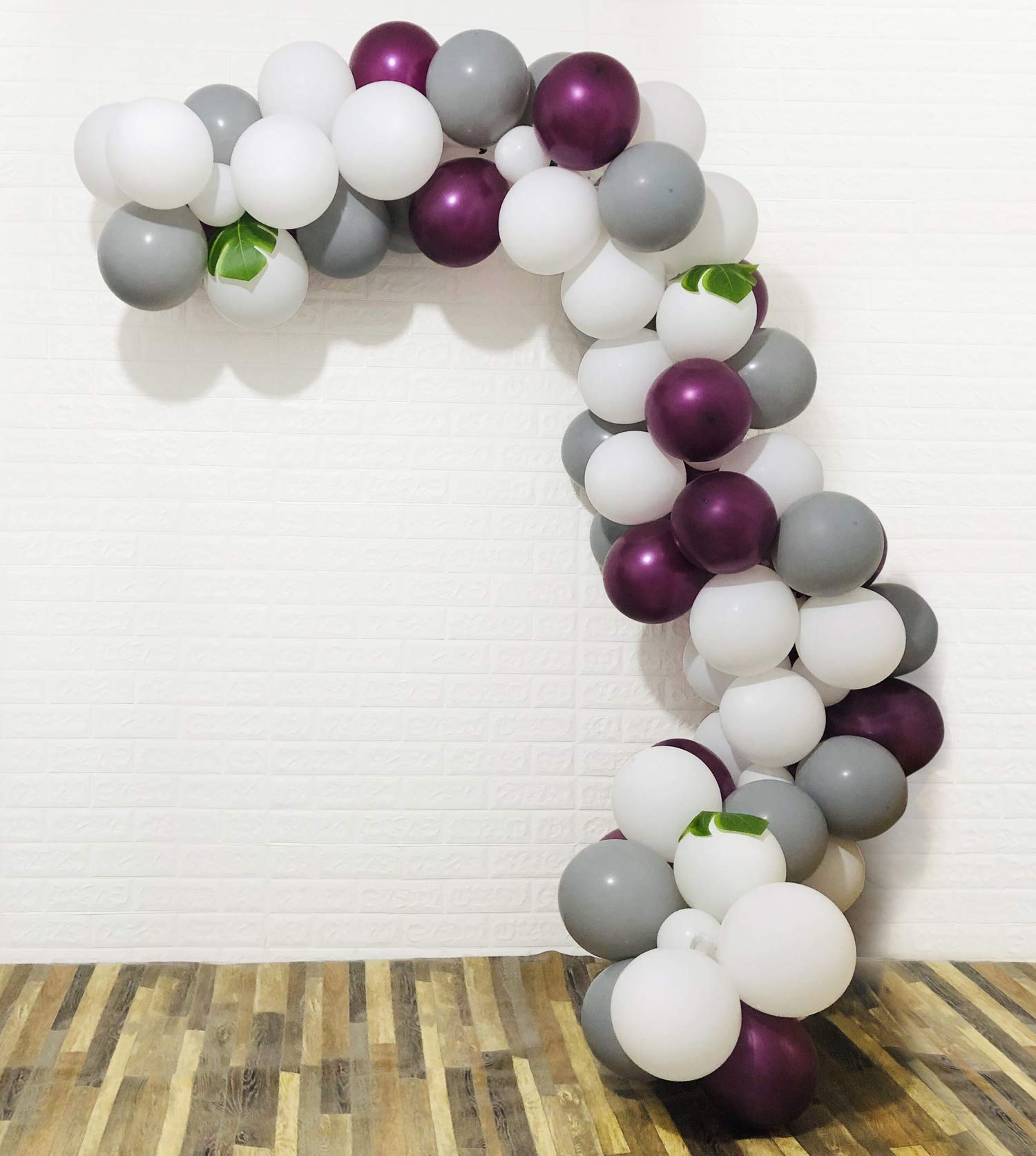 112-Piece Balloon Garland Kit - Burgundy, Gray & White Balloon Arch for Wedding, Birthday Party Decorations | DIY Party Backdrop, Baby Shower, Anniversary Celebration