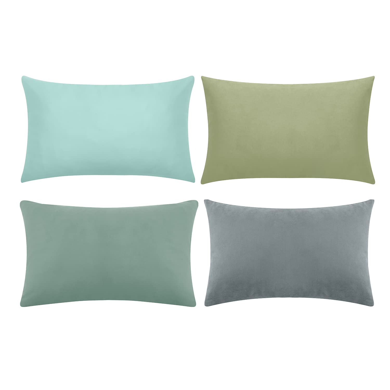 WEMEON 12x20 Inch Decorative Throw Pillow Covers Set of 4 - Soft Solid Color Square Cushion Cases for Sofa, Bed & Car - Mix & Match Home Decor (Blue) | Perfect for Living Room, Bedroom & Vehicle Interior Styling