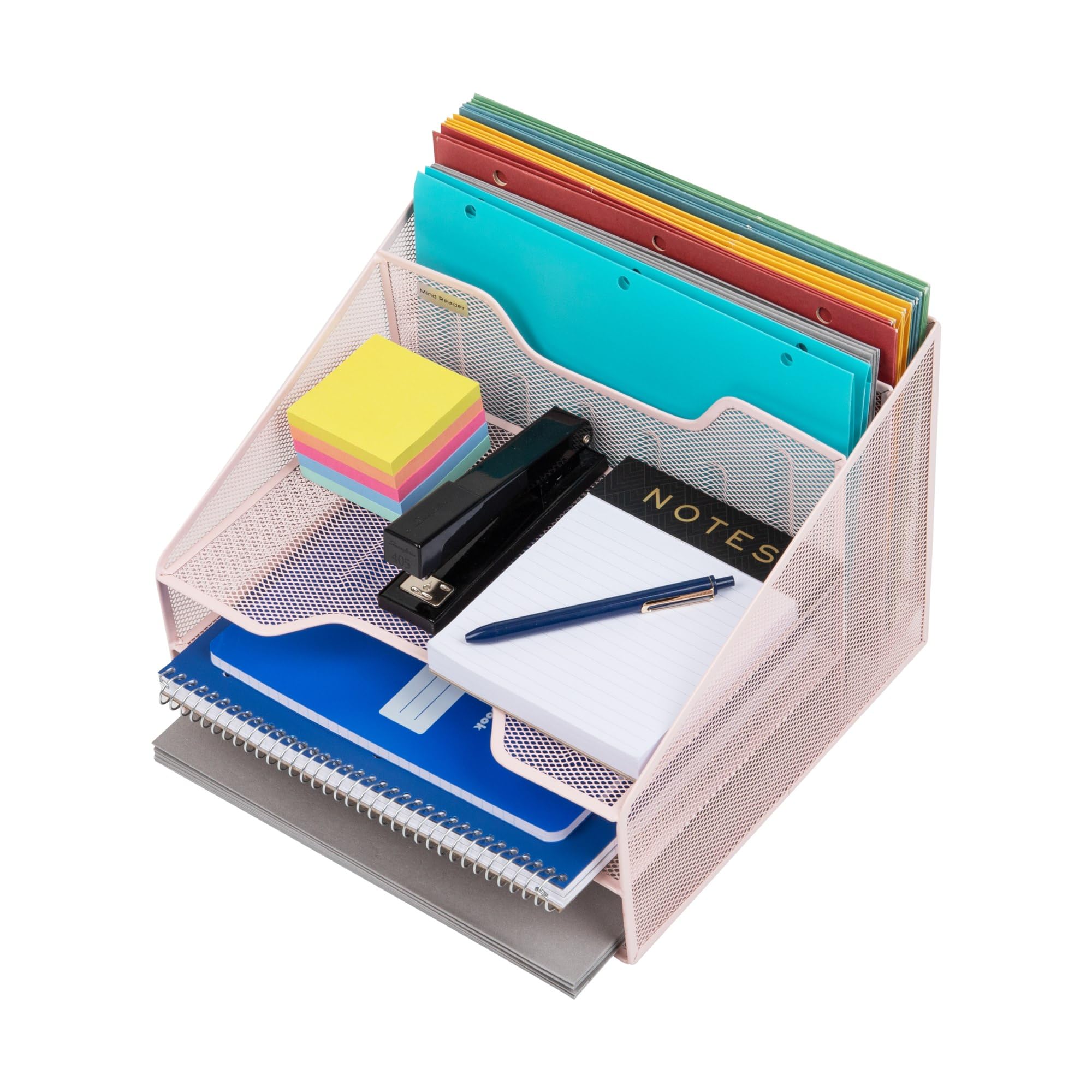 Mind Reader Metal Mesh Desktop Organizer - Vertical File Holder & Paper Trays for Office (12.5