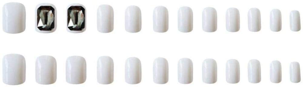 HUIL False Nails with Black Gems - Elegant Wedding Nail Art for Brides | Perfect for Bridal Showers, Engagement Photos & Special Occasions
