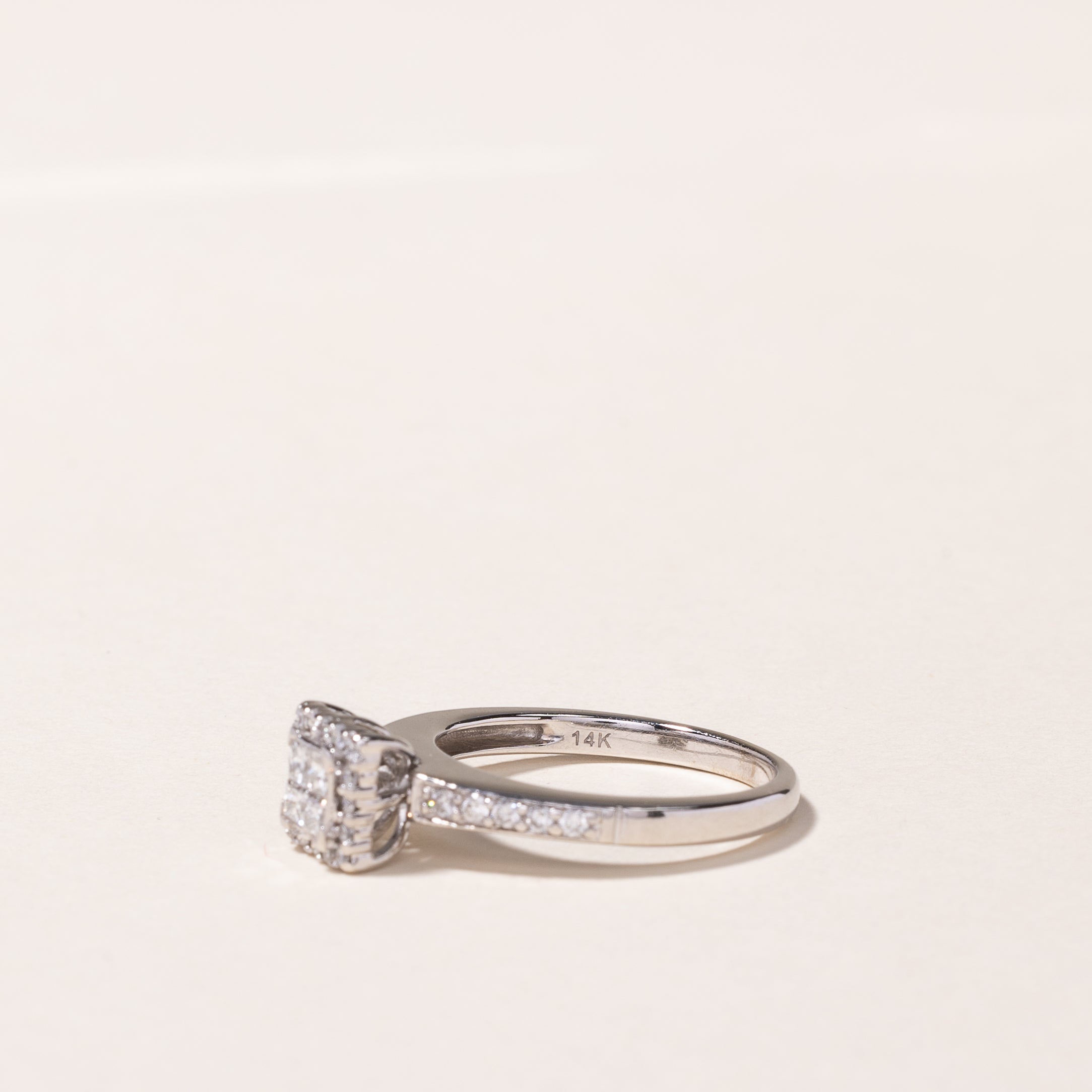 14K White Gold Princess Cut Diamond Illusion Ring - 0.40ctw Size 5.5 | Elegant Engagement, Wedding & Anniversary Jewelry Gift for Women