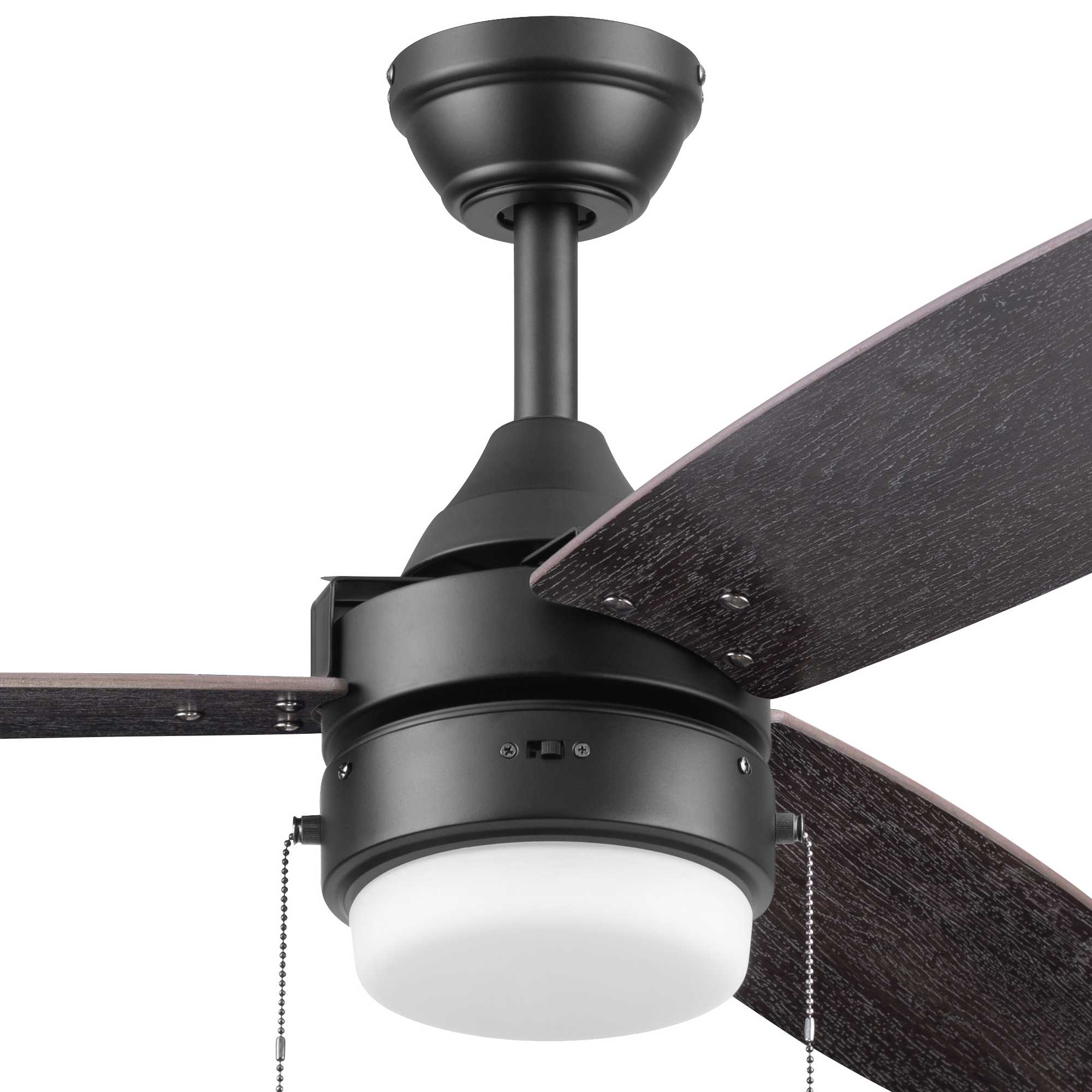 48 Inch Honeywell Berryhill Matte Black Ceiling Fan with Light Kit and Pull Chain - Perfect for Living Room, Bedroom, and Outdoor Covered Patio