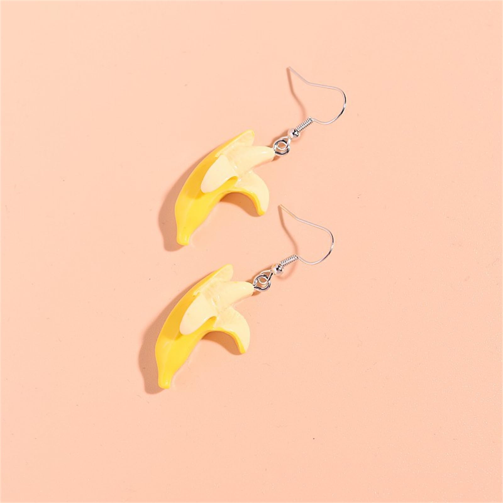 Stylish Resin Banana Dangle Earrings for Women - Fashionable Cute Lifelike Peeled Fruit Design, Bohemian Yellow Food Jewelry | Perfect for Summer Outfits, Beach Vacations & Tropical Themed Parties