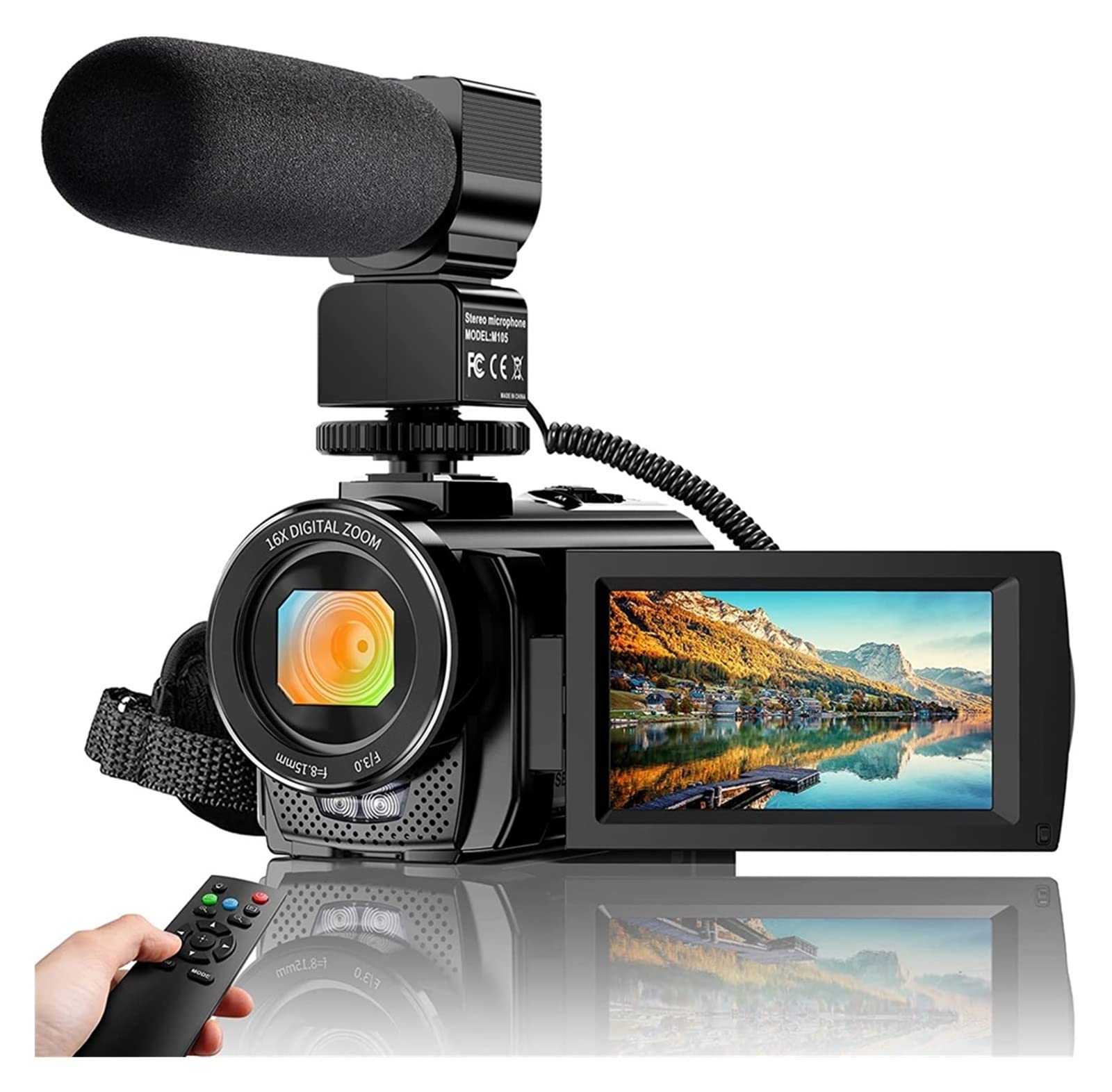BODORME 2K Night Vision Video Camera with 16X Zoom & Infrared - 30MP 2.7K Digital Camcorder for Vlogging, Live Streaming, YouTube Content Creation - Includes 128GB SD Card & Mic Lens (Ideal for Travel, Home Security, Outdoor Adventures)