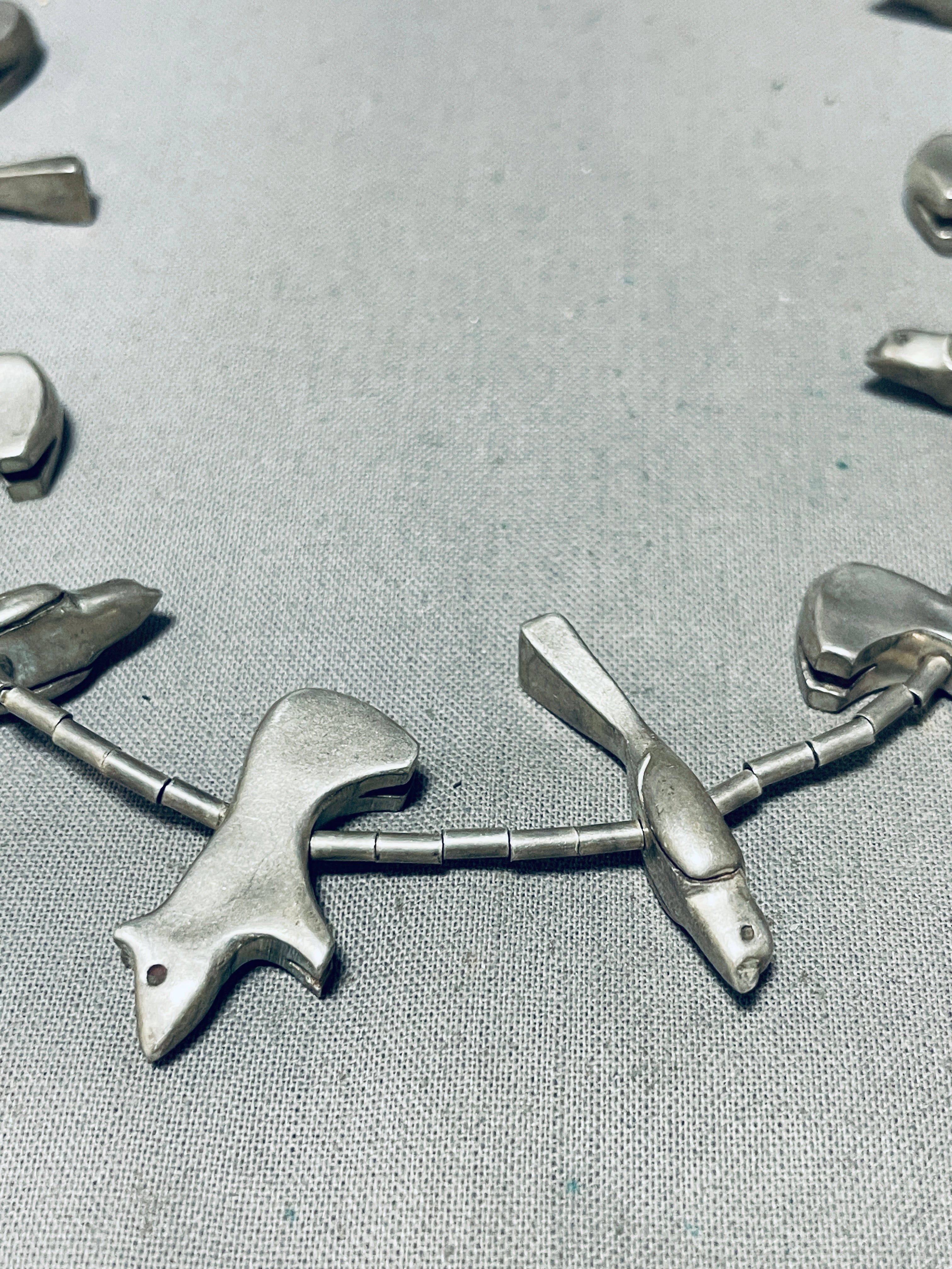 Authentic Navajo Sterling Silver Animal Fetish Necklace - 133g Heavy Vintage Native American Jewelry - Perfect for Boho Fashion, Spiritual Ceremonies & Southwest Style Accessories