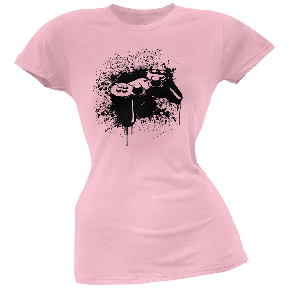 Light Pink Soft Juniors Gaming T-Shirt - X-Large | Comfortable & Stylish Game Controller Print Tee for Women & Girls | Perfect for Casual Wear, Gaming Events & Cosplay