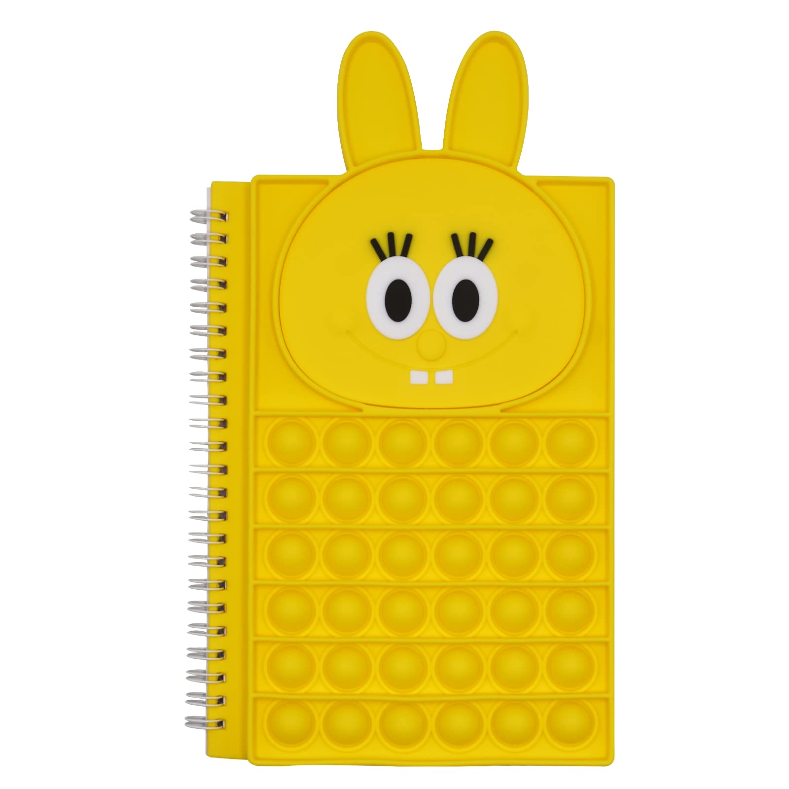 Rainbow Pop Bubble Fidget Notebook - A5 Size, 40 Pages, Rabbit Design, Yellow - Stress Relief Sensory Toy for Adults & Kids - Perfect for Office, School, and Travel Use