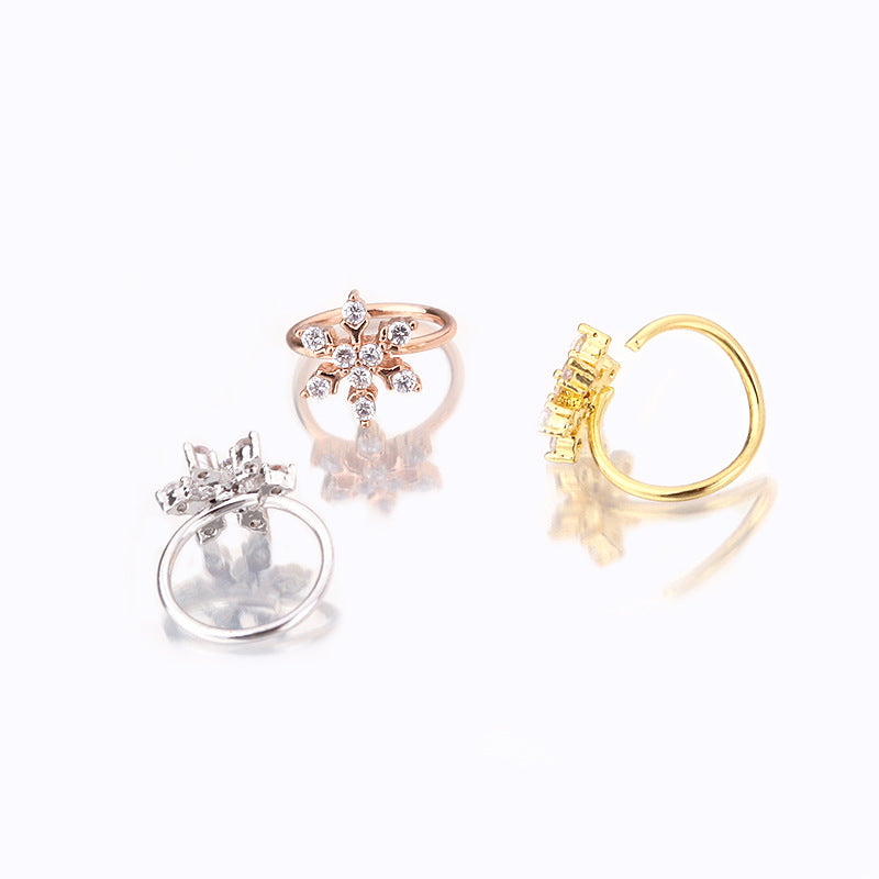 18K Gold Nose Ring Hoop - 20G Snow & Rose Gold Nose Stud for Women | ER8515 | Perfect for Everyday Wear, Parties & Special Occasions