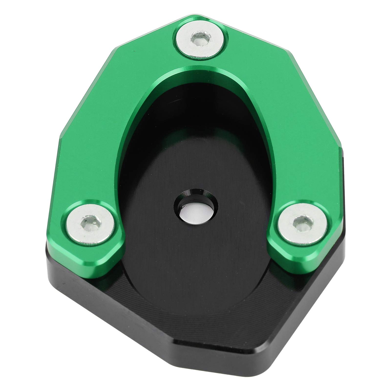 Aramox Moto Motorcycle Kickstand Pad - Aluminum Alloy Side Stand Extension Plate for Kawasaki Z650 & Z900 (Green) - Prevent Sinking on Soft Ground, Perfect for Parking on Grass, Sand or Gravel