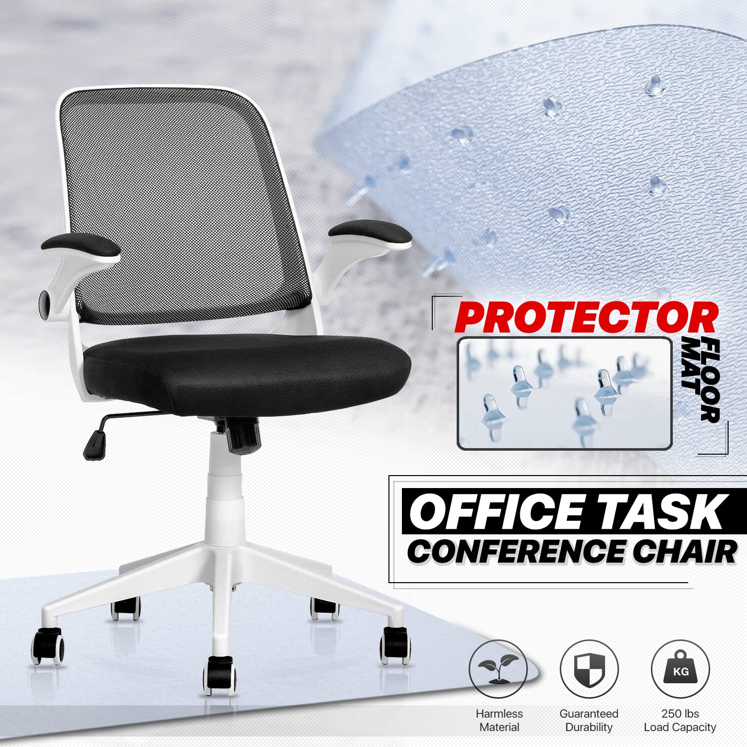 MoNiBloom Ergonomic Mesh Swivel Office Chair with Flip-Up Arms & Comfortable Seat - Includes 29