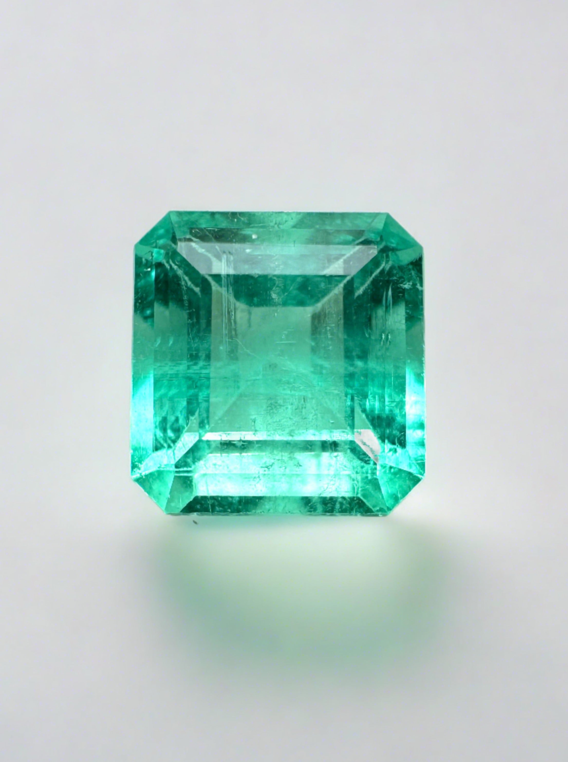 1.58 Carat Bluish Green Asscher Cut Natural Colombian Emerald Loose Gemstone for Jewelry Making - Engagement Rings, Pendants & Custom Designs