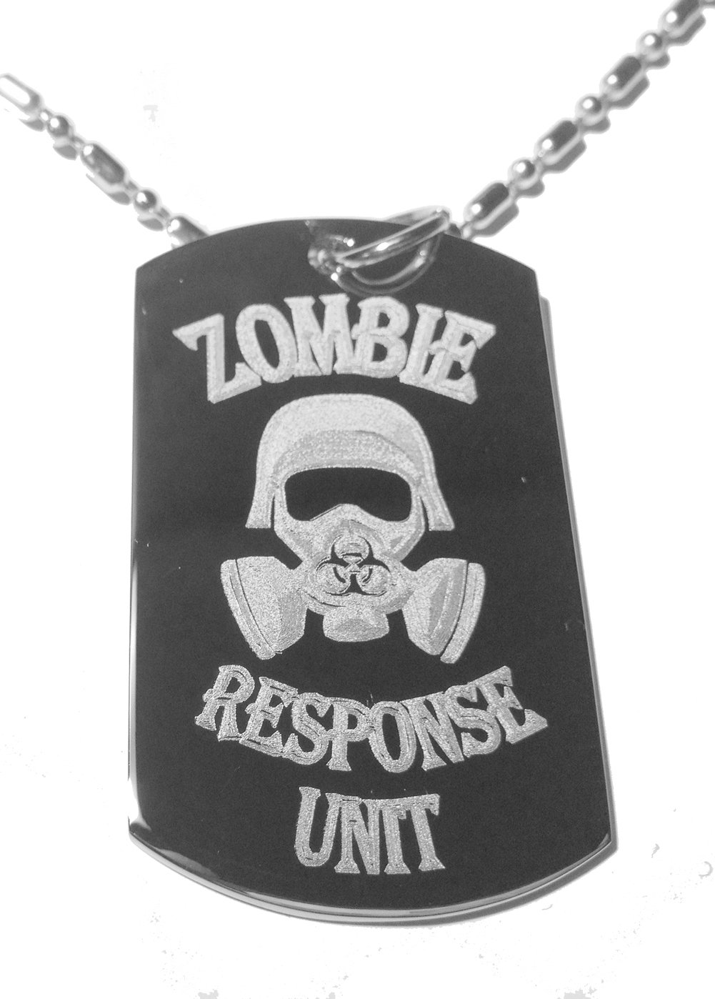Zombie Outbreak Response Team Biohazard Gas Mask Military Dog Tag - Stainless Steel Necklace & Luggage Tag for Cosplay, Survival Gear, and Apocalypse Themed Events