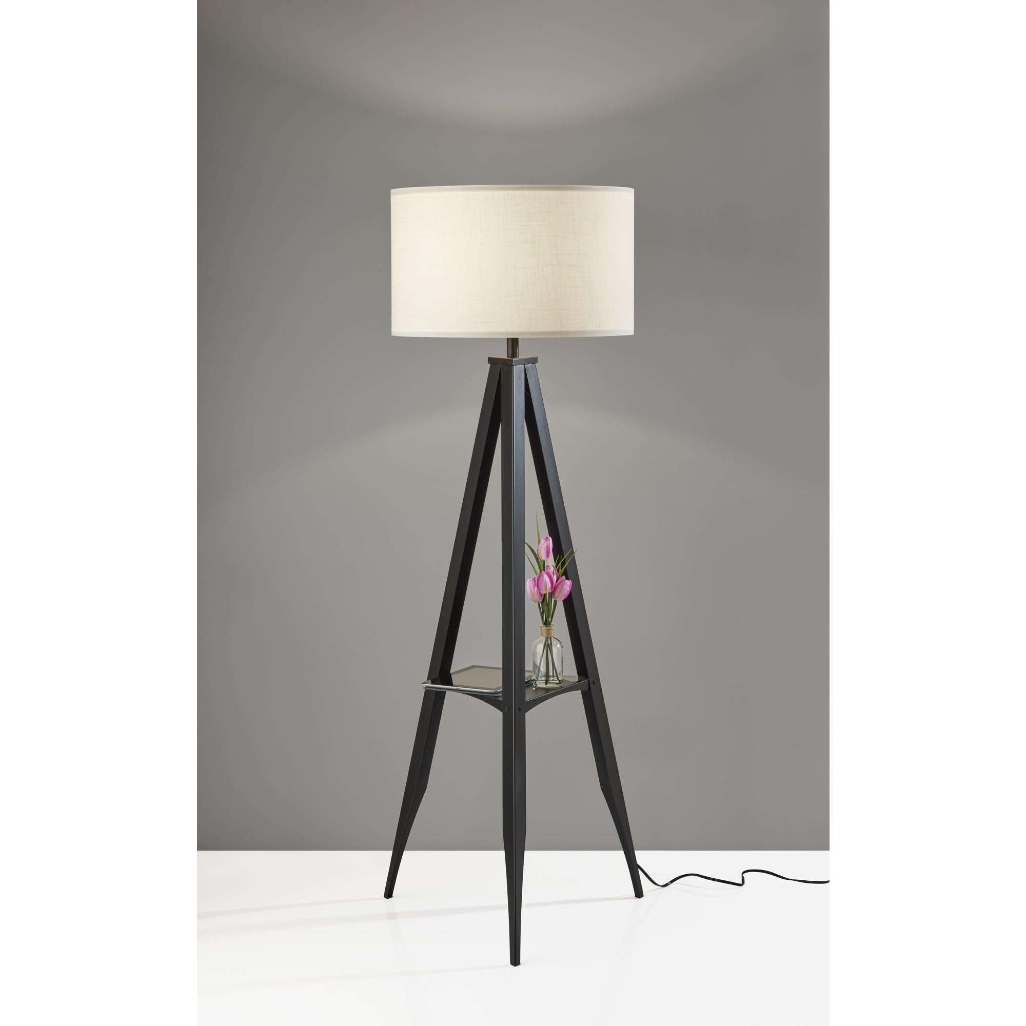 ADESSO Warren Shelf Floor Lamp - Modern Adjustable LED Reading Light for Living Room, Bedroom & Office - Perfect for Reading, Working & Relaxing