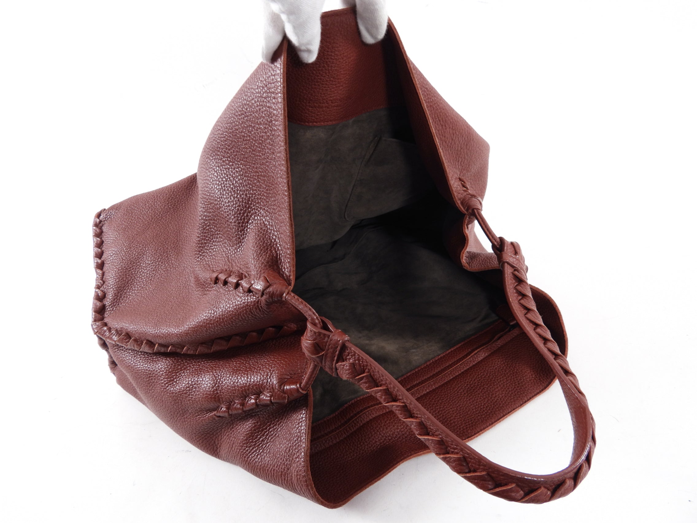 Bottega Veneta Burgundy Whipstitched Large Leather Tote Bag for Women - Stylish Work Bag, Travel Tote & Everyday Purse for Office, Commute & Shopping