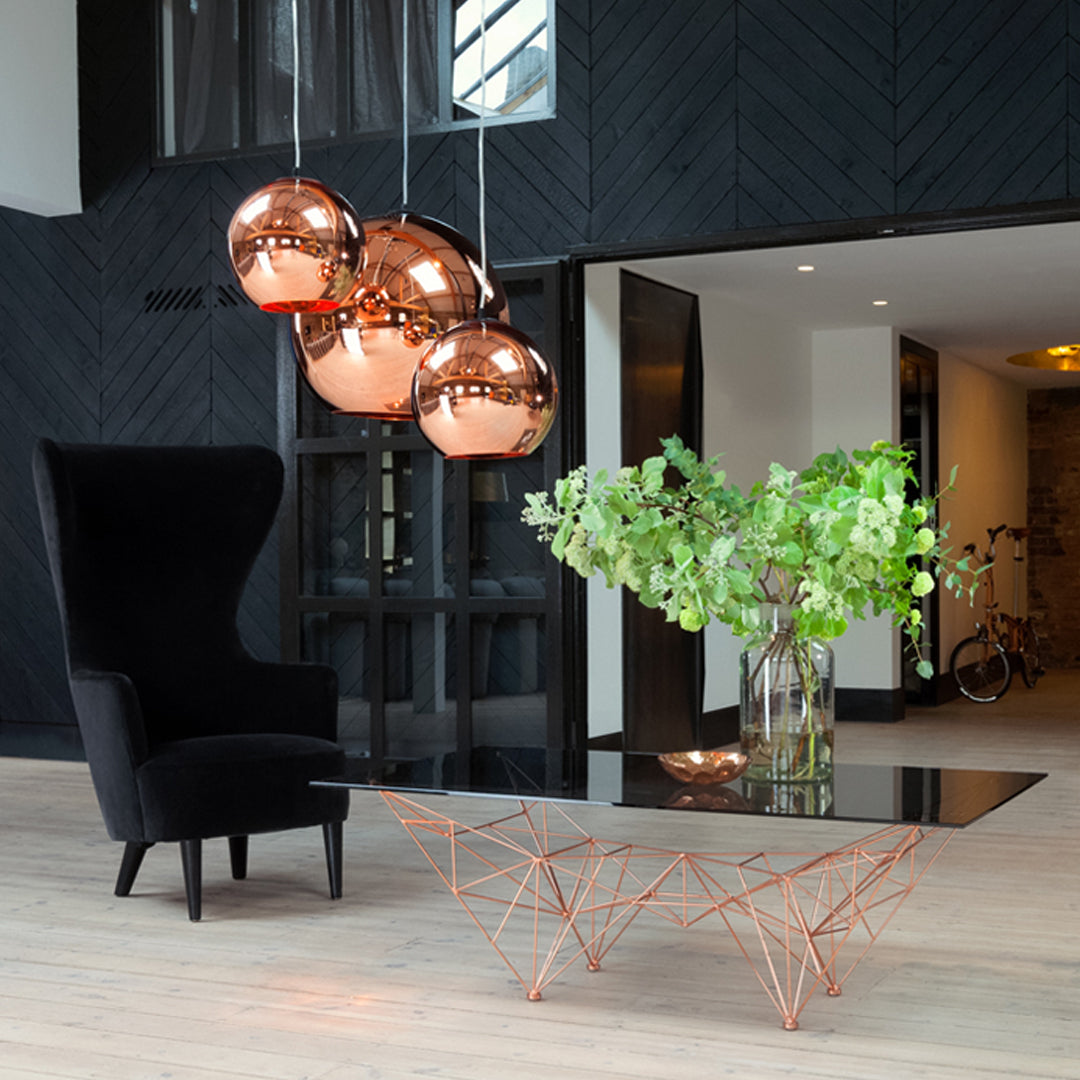 Modern Copper Trio LED Round Pendant Light Fixture - 3-Light Hanging Chandelier for Kitchen Island, Dining Room & Bedroom Lighting