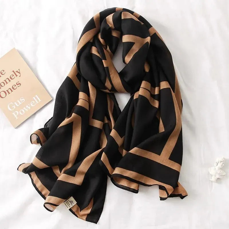 Luxury Striped Scarves for Women - Soft Cashmere & Silk Blend - Elegant Fashion Accessory for Winter, Office & Special Occasions