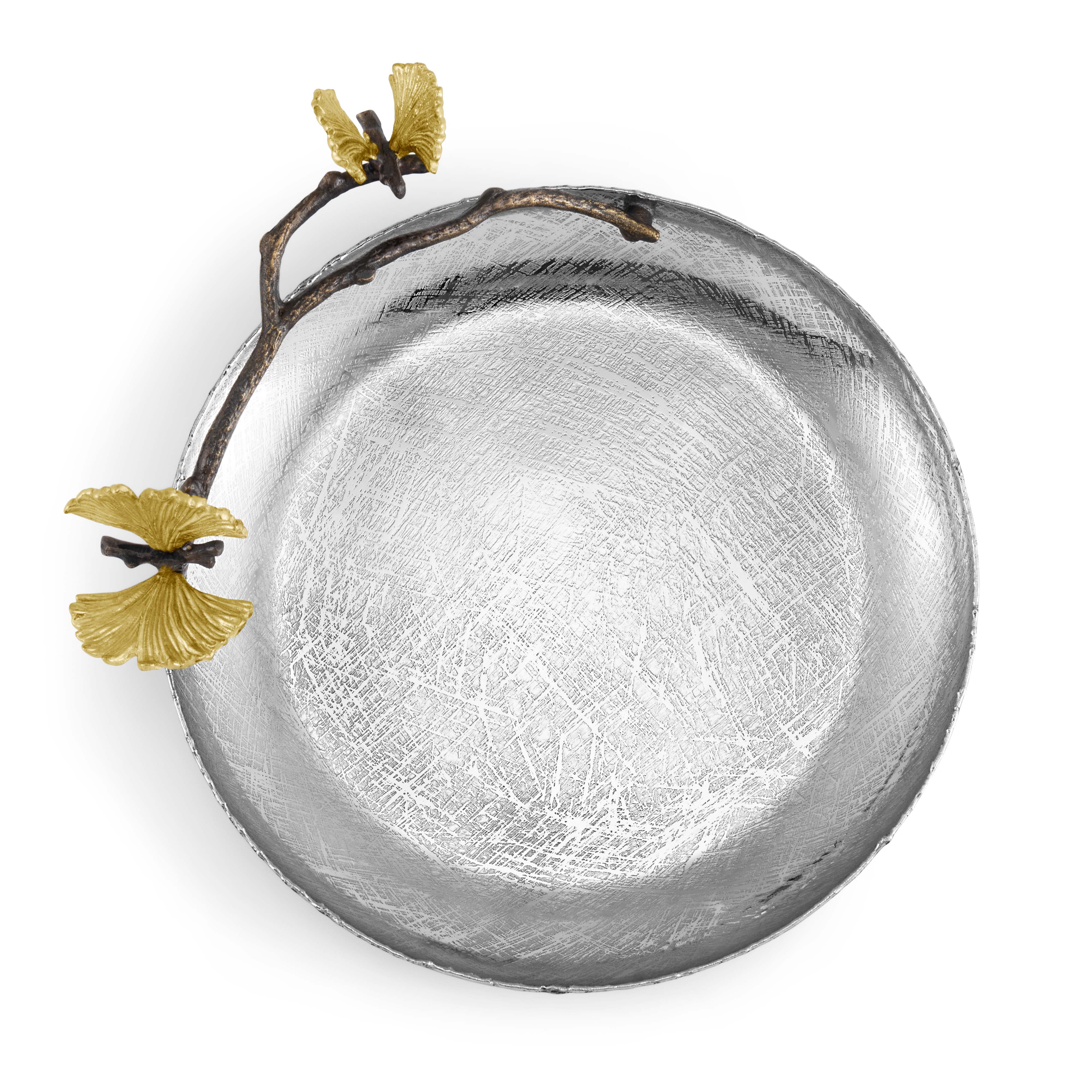 Butterfly Ginkgo Round Platter - Elegant Decorative Serving Tray for Dinner Parties, Tea Time & Home Decor | Handmade Ceramic Dish for Appetizers, Desserts & Display