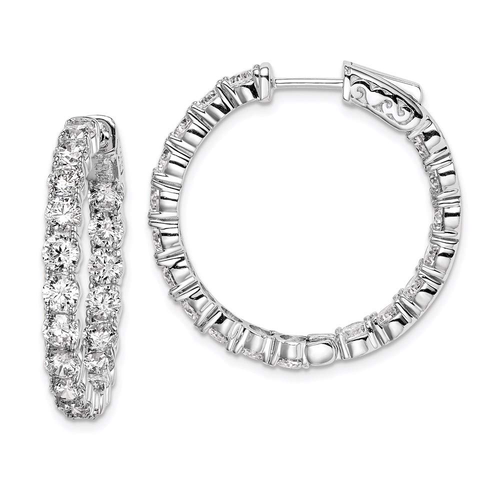 Sterling Silver Cubic Zirconia Hoop Earrings for Women - 27mm & 28mm Round CZ Studs - Perfect for Everyday Wear, Office & Special Occasions