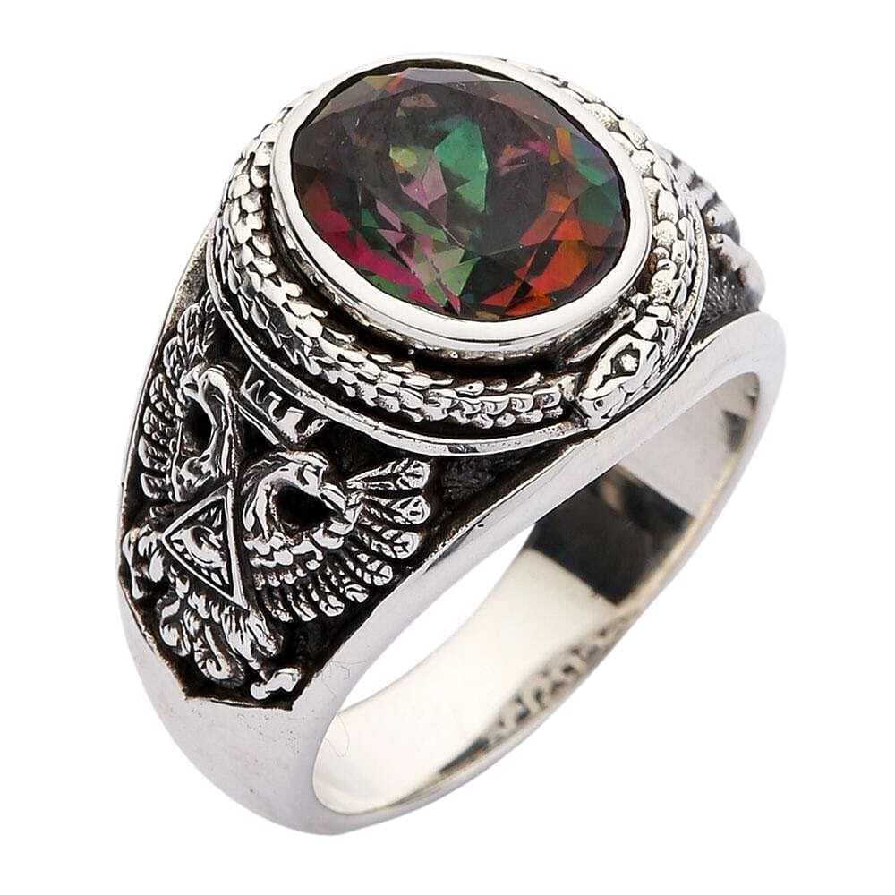 Sterling Silver Mystic Topaz Praying Hands Gothic Ring for Men & Women - Unique Biker Jewelry for Motorcycle Riders & Gothic Fashion Lovers - Perfect for Everyday Wear, Special Occasions & Gift Giving