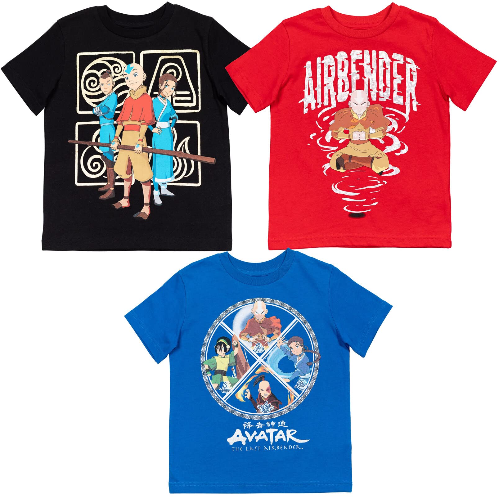 Avatar The Last Airbender 3 Pack Graphic T-Shirts - Anime Cartoon Character Tees for Men & Women - Perfect for Cosplay, Gifts, and Casual Wear