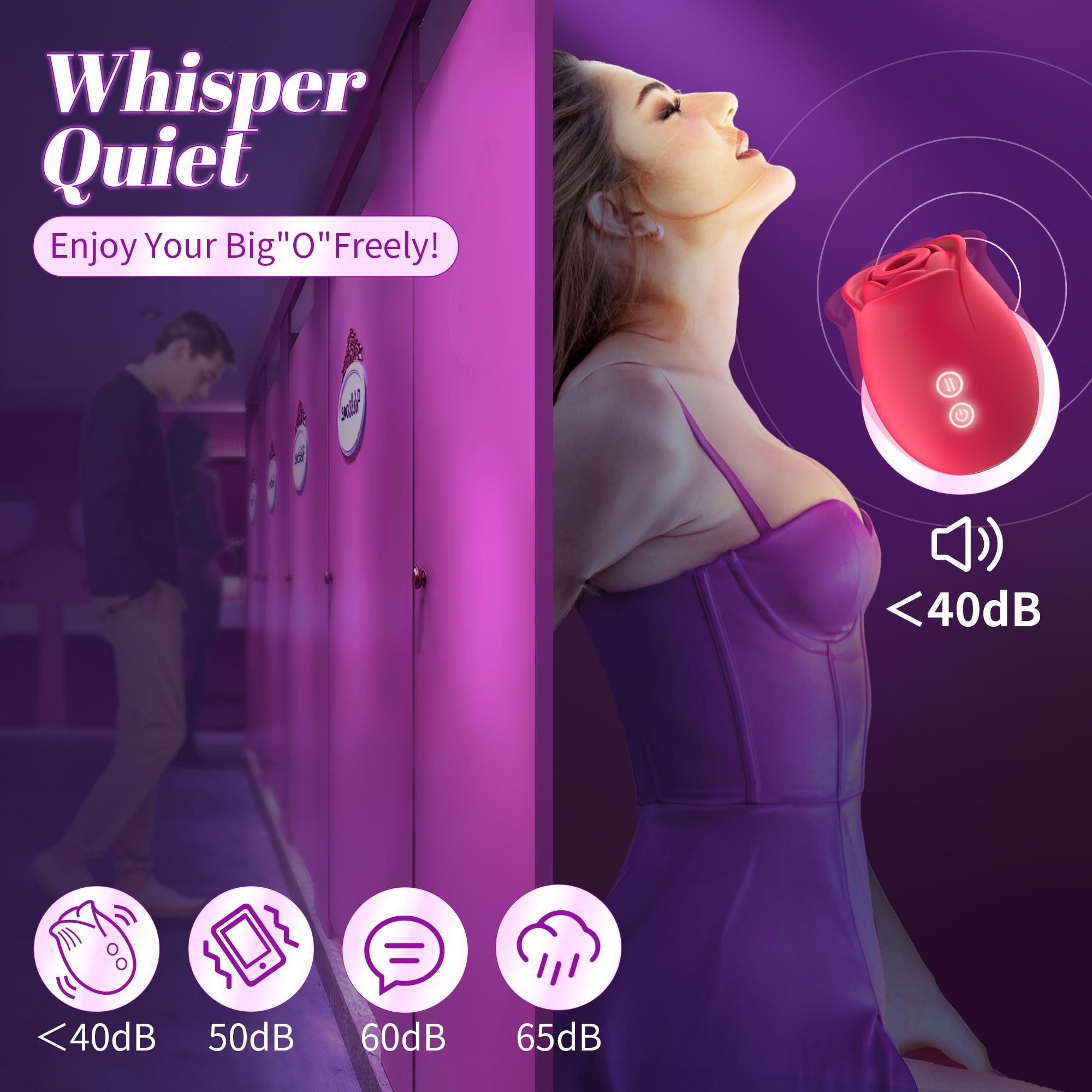 Premium Rose Vibrator with 5 Suction & Vibration Modes - G-Spot & Clitoral Stimulator for Women, Couples Play - Perfect for Sensual Massage, Foreplay & Intimate Adult Games