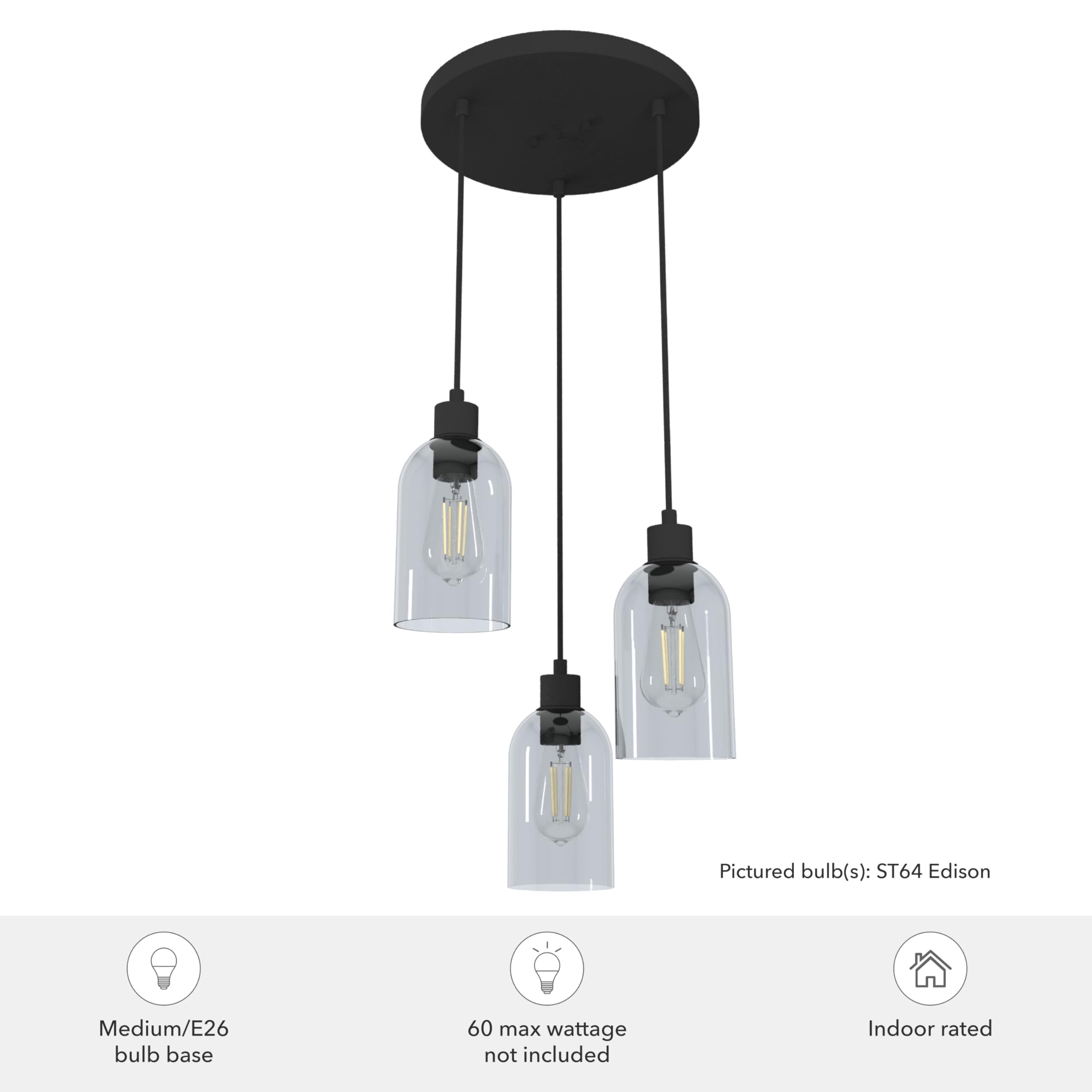 Hunter Fan Company 19719 Lochemeade 5-Light Cluster Pendant Ceiling Light Fixture - Natural Iron Finish - Perfect for Dining Room, Kitchen Island or Entryway Lighting