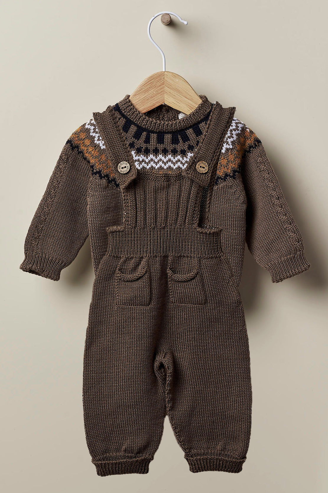 Tiago Brown Merino Wool Knit Jumper & Dungarees Set - Soft Warm Winter Outfit for Babies & Toddlers - Perfect for Playdates, Family Photos and Cold Weather Adventures