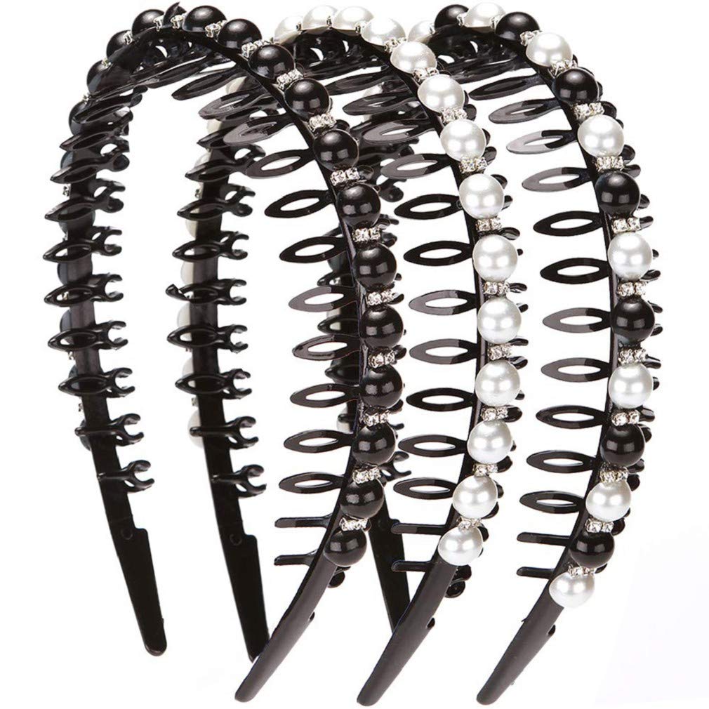 Elegant Women's Faux Pearl Rhinestone Headband - Non-Slip Teeth Comb Hair Hoop for Weddings, Parties & Daily Styling