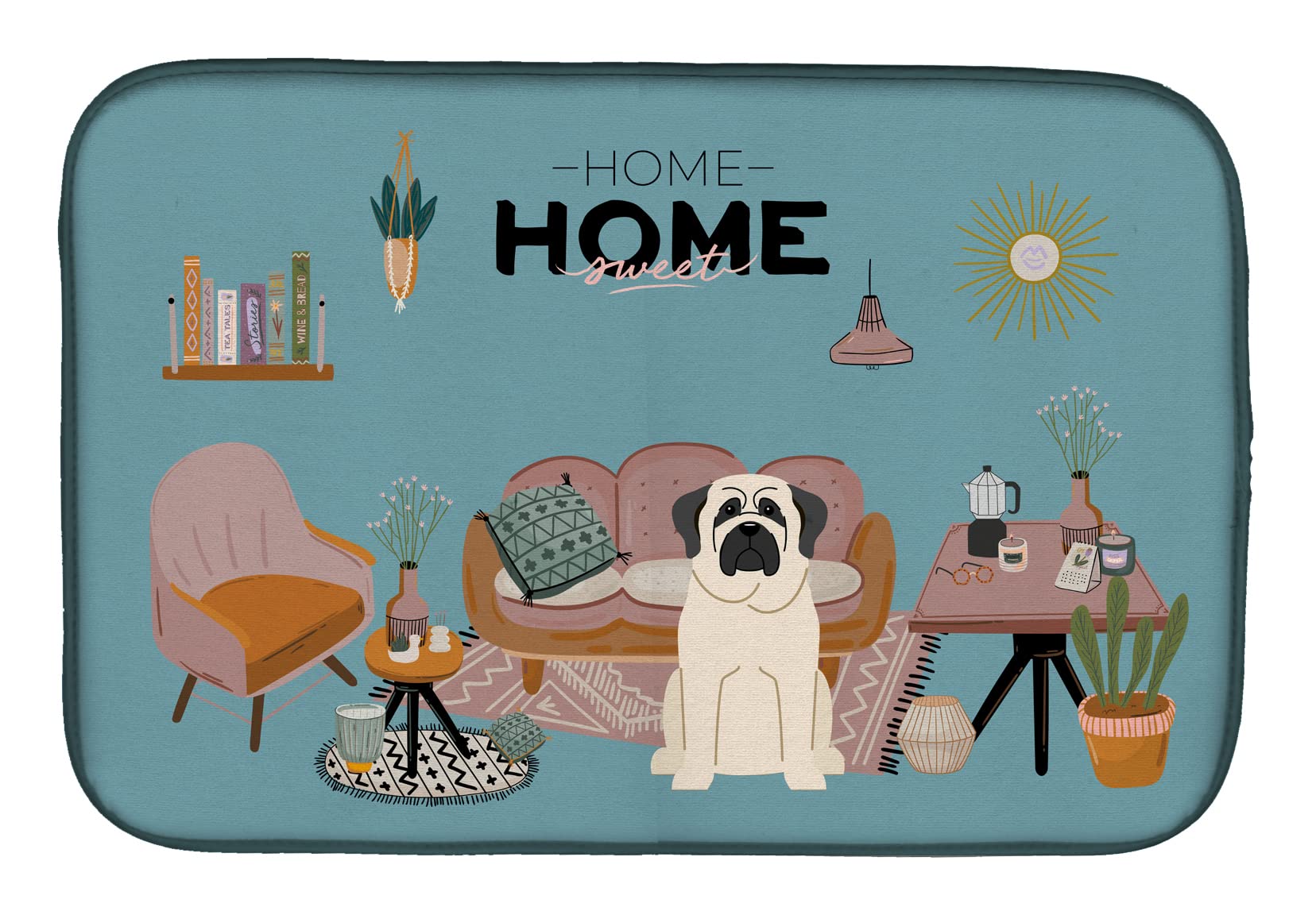 White Mastiff Dish Drying Mat - Absorbent Kitchen Counter Pad (14x21