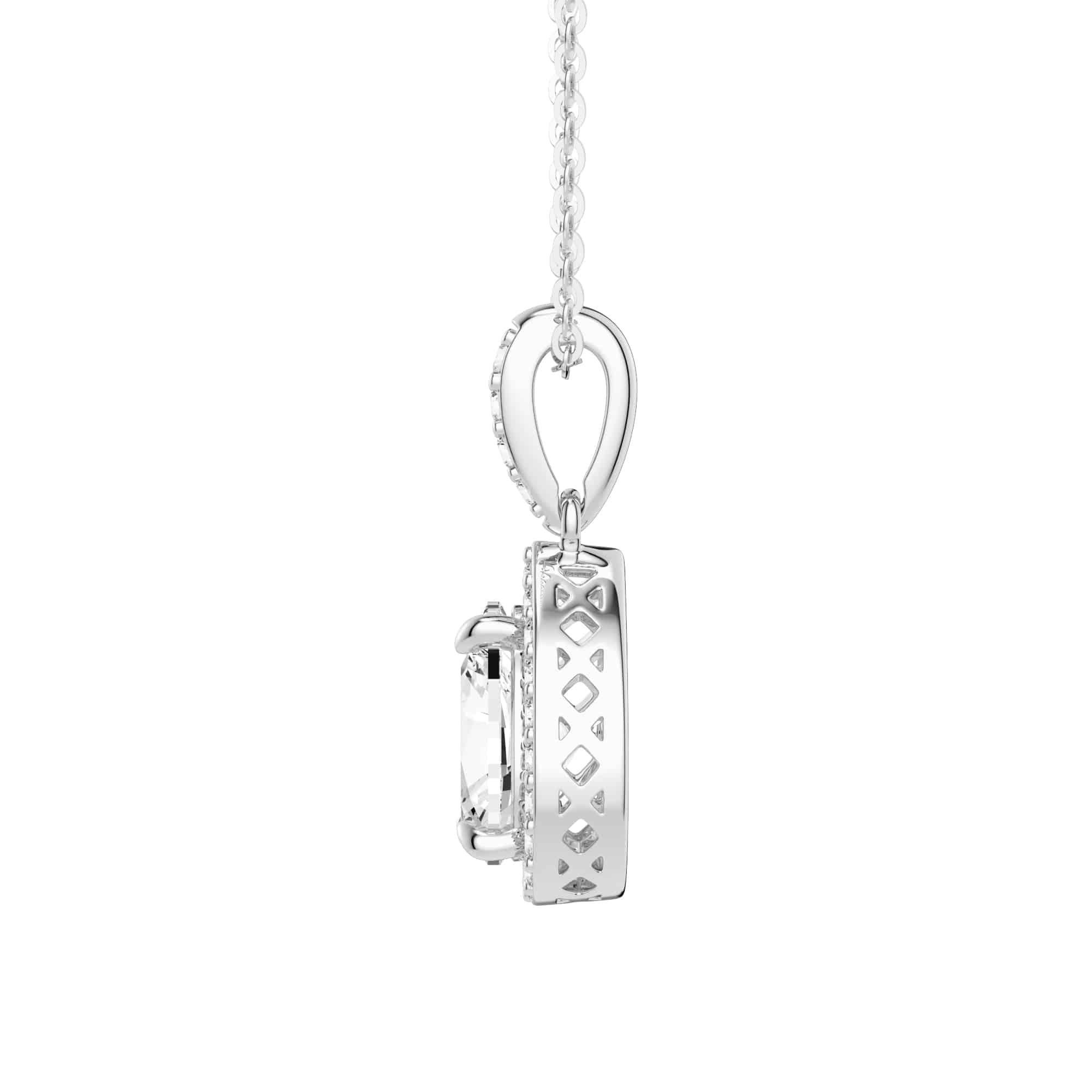 Elegant Pear-Shaped Halo Moissanite Pendant Necklace - 14K Gold Plated Jewelry for Women - Perfect for Weddings, Anniversaries & Special Occasions