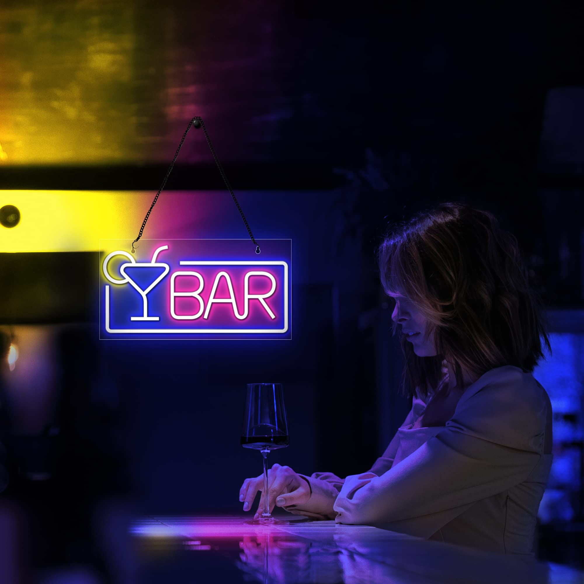 Lumoonosity Premium Acrylic LED Neon Bar Signs - 16.5x8.7 Inch Cocktail Glass Wall Decor for Home Bars, Pubs & Parties - Durable Business Neon Lights for Restaurants, Nightclubs & Man Caves (Perfect for Birthday Decorations & Themed Events)