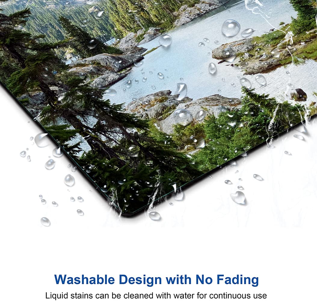 Premium Non-Slip Rubber Base Mouse Pad with Natural Forest Waterfall Design - Waterproof Square Mouse Mat for Office, Laptop & Gaming - Ergonomic Desk Accessory for Comfort & Precision Work