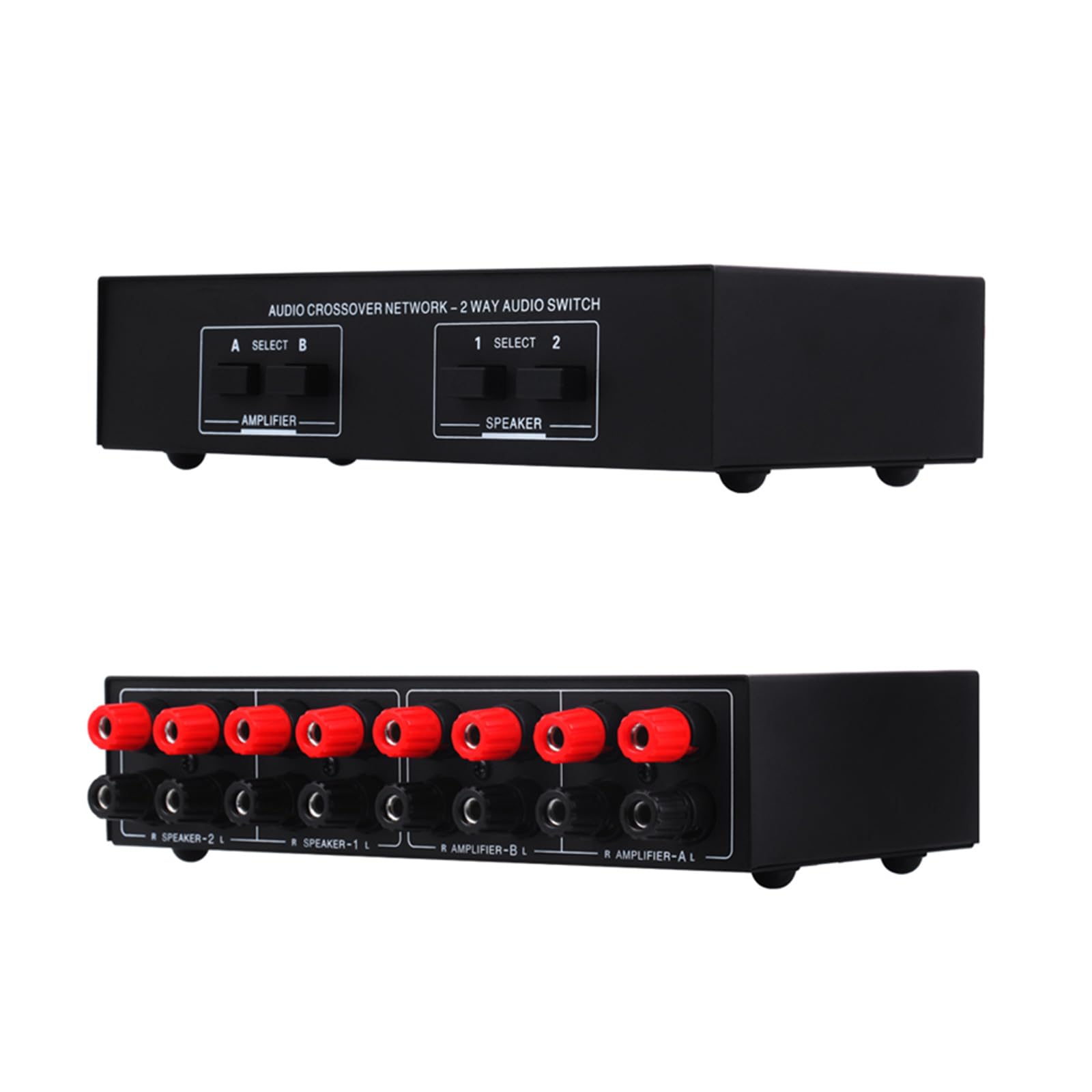 2-in-2-Out Stereo Audio Amplifier Speaker Splitter & Selector Box - High Quality Audio Switcher for Home Theater, DJ Setup, and Multi-Room Sound Systems