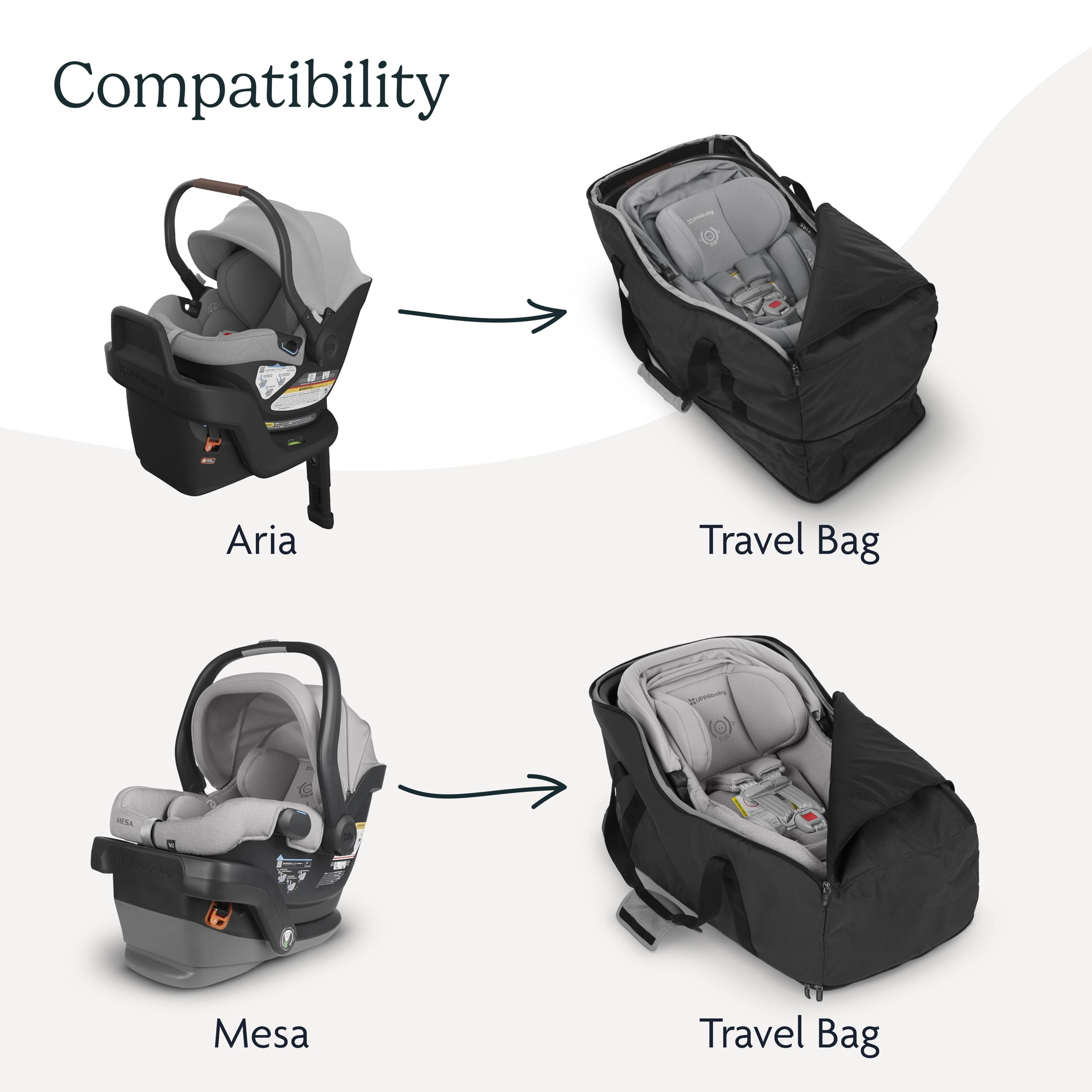 UPPAbaby Travel Bag for Aria and Mesa Infant Car Seats - Lightweight Easy-Carry Handle & Durable Waterproof Design | Perfect for Airplane Travel, Car Seat Protection & Storage