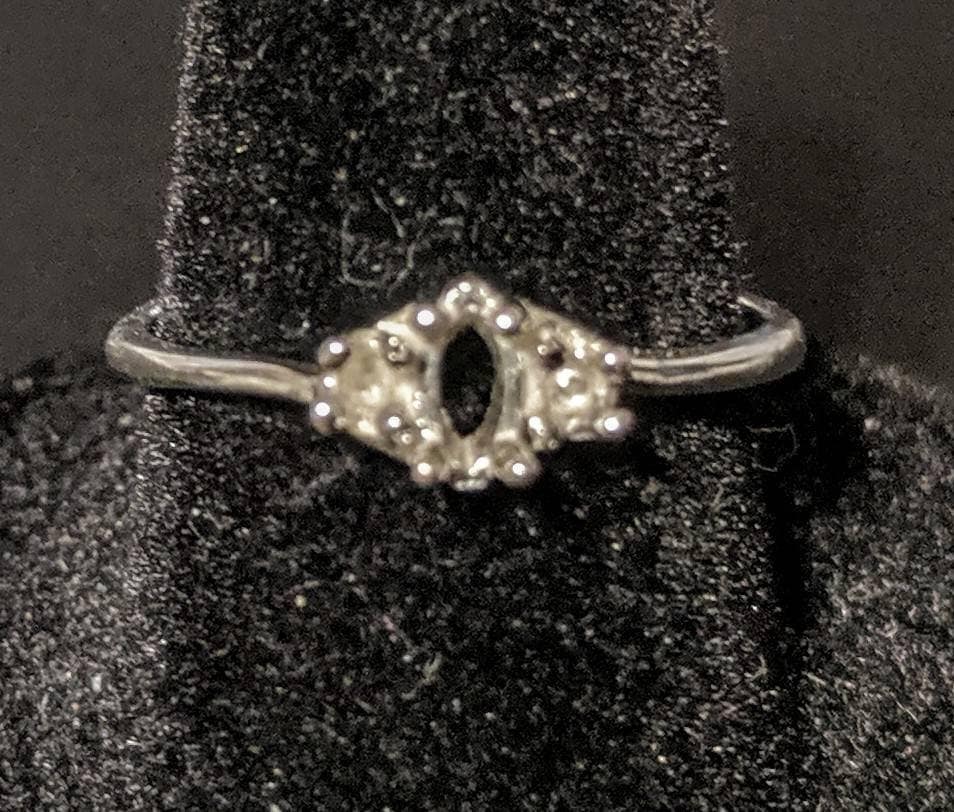 Solid Sterling Silver or 14kt Gold Marquise Ring Setting - 6x3mm & 16x8mm Sizes with Accents, Pre-Notched, Size 7 - Perfect for Engagement Rings, Wedding Bands & Jewelry Making