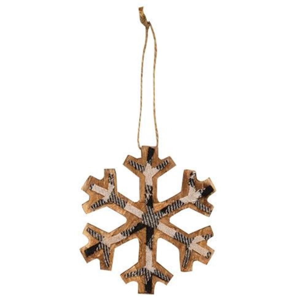 Black and White Plaid Snowflake Christmas Ornament - Small Holiday Decor for Tree, Gift, or Home Decoration
