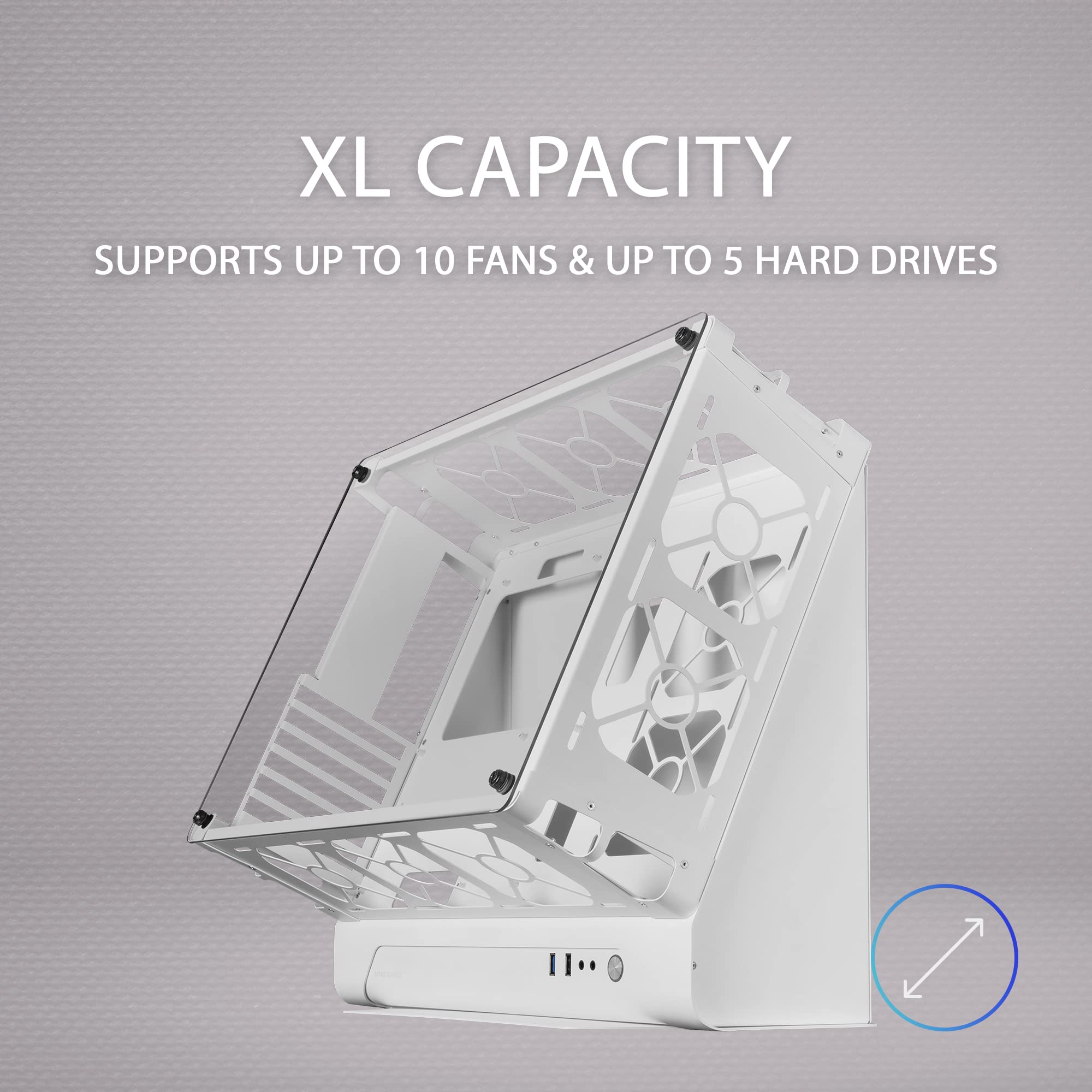 Mars Gaming MCB White - Premium ATX XL PC Gaming Case with Modular Dual Chamber Design | High Airflow for Gaming & Streaming Setup | Perfect for Custom RGB Builds & Workstations