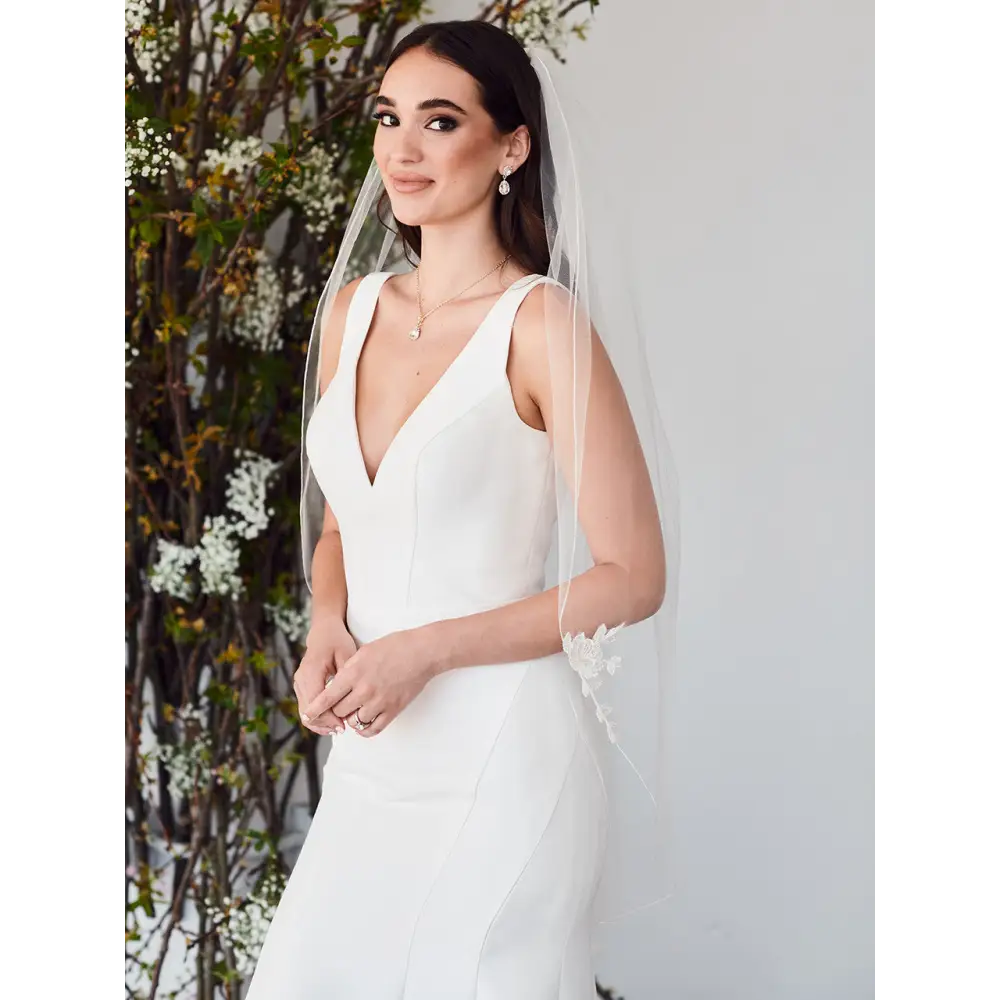 Single Tier Bridal Veil | V2386SF | Elegant Wedding Accessory for Brides & Formal Occasions
