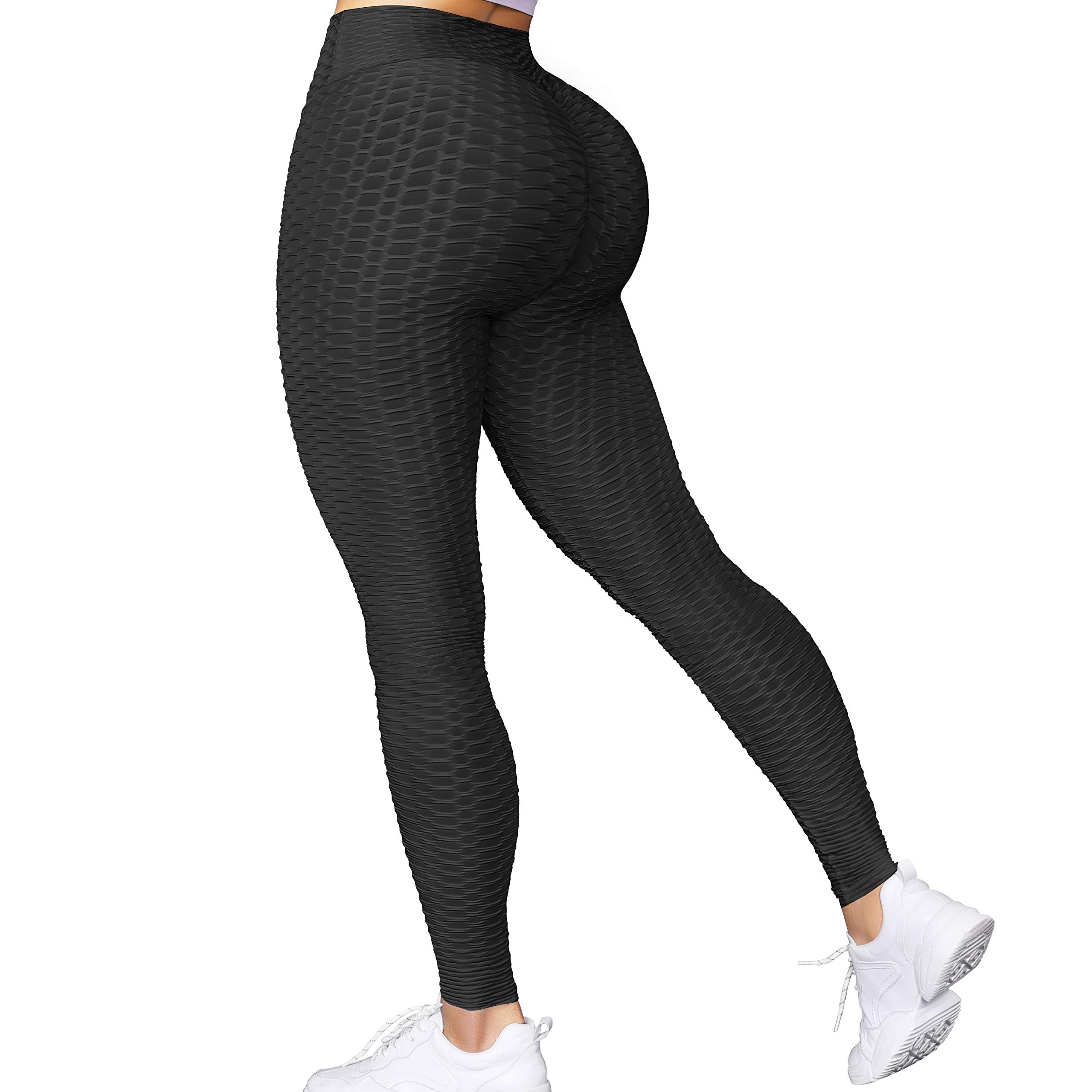 Women's Butt Lifting Scrunch Textured Booty Tights - High Waist Tummy Control Yoga Pants for Workout & Running - Perfect for Gym, Lounge & Everyday Wear
