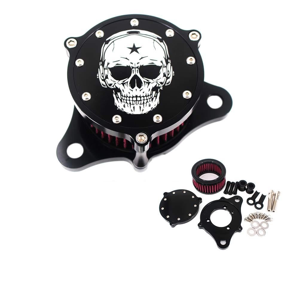 GUAIMI High Performance Air Cleaner Intake Filter System Kit for Harley Davidson Sportster XL1200 XL883 Iron 883 - Skull Design - Improved Airflow & Engine Performance - Perfect for Motorcycle Upgrades & Custom Builds