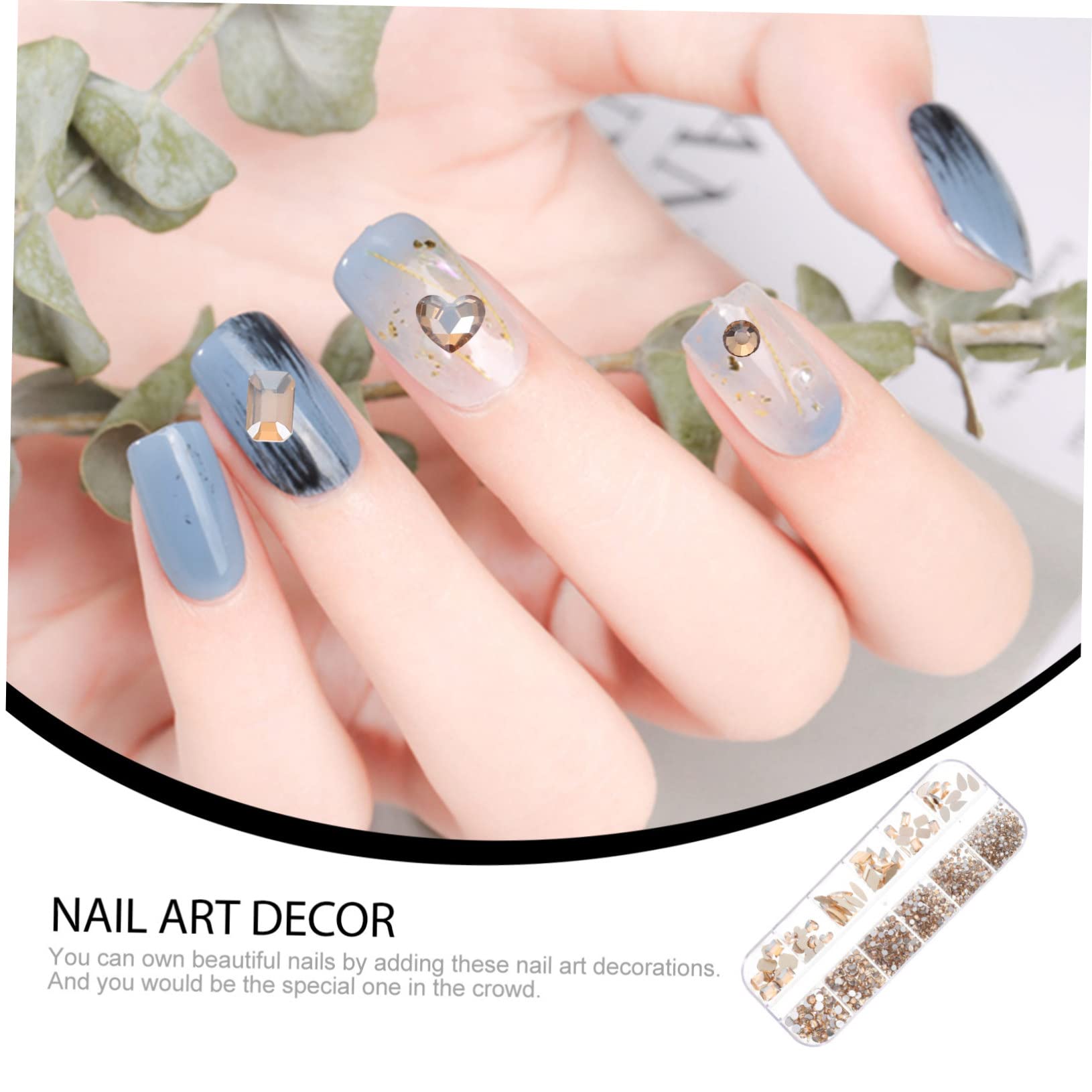 Minkissy 3 Boxes Glass Nail Charms - Nail Art Decorations, Manicure Jewelry Set with Nail Tools for DIY Nail Art - Perfect for Home Salon, Party Nails & Gift Giving