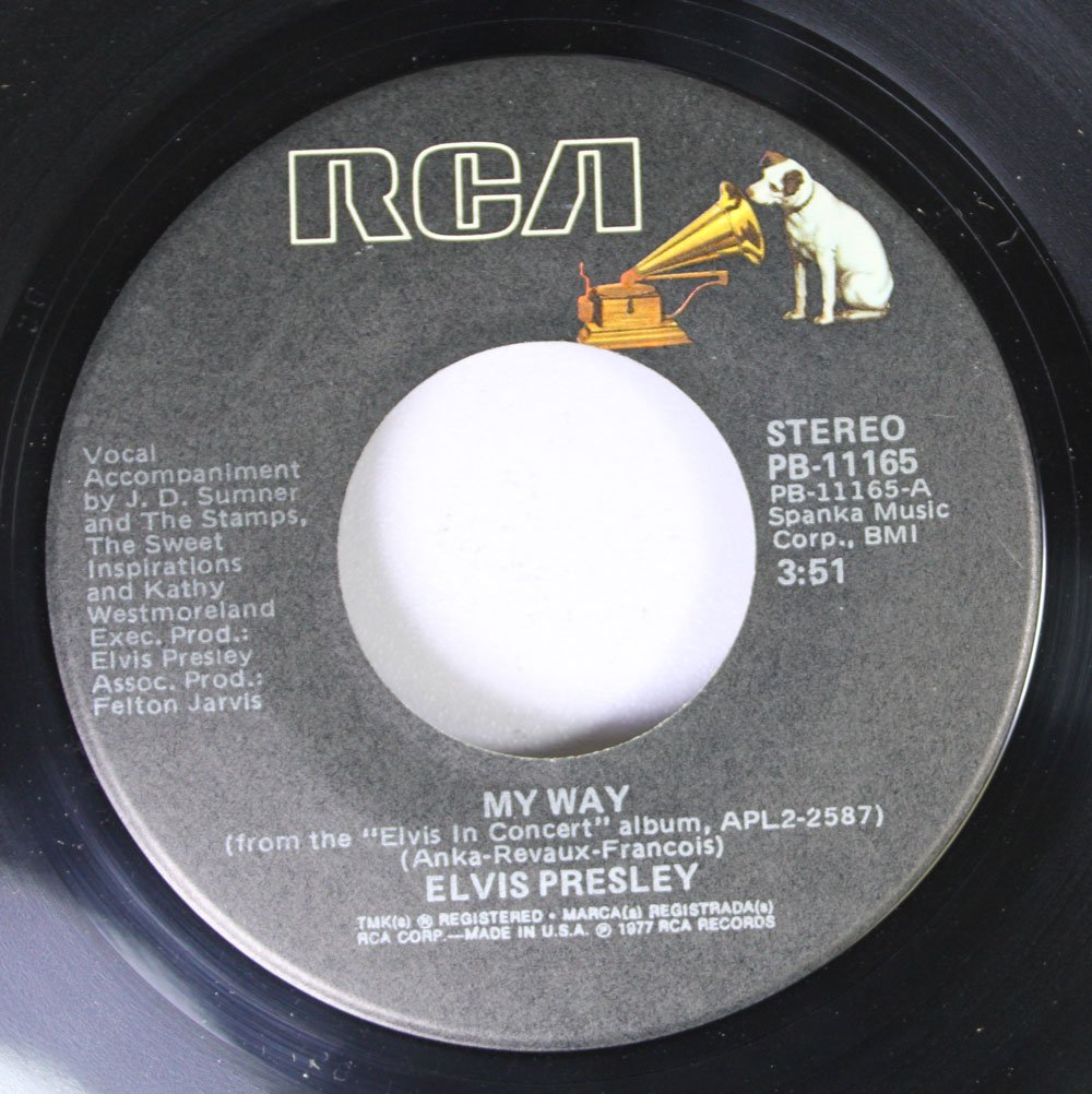 Elvis Presley 45 RPM Vinyl Record - My Way / America - Classic Collectible Music for Vintage Record Players & Retro Music Lovers