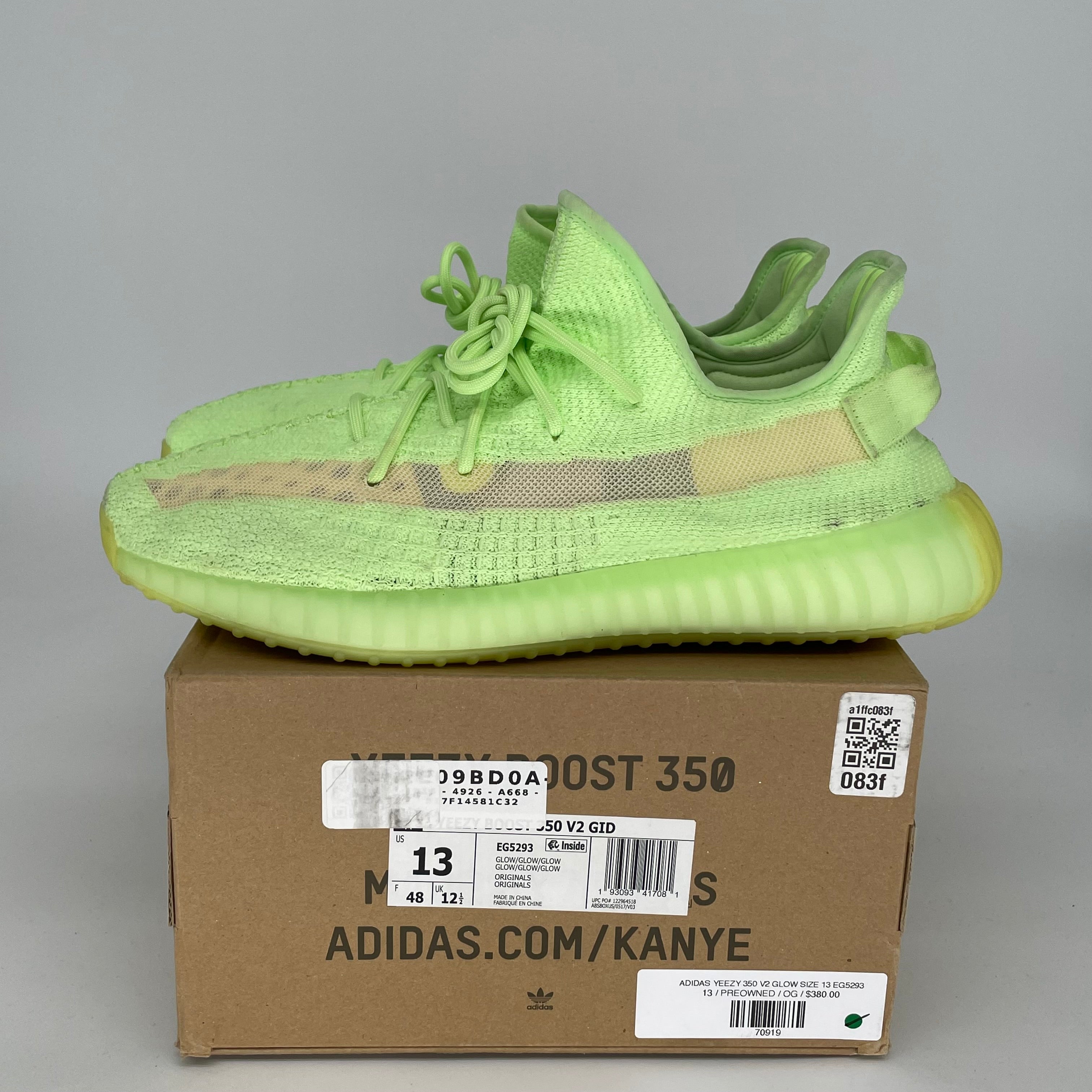 Adidas Yeezy Boost 350 V2 Glow Green - Men's Size 13 Sneakers (EG5293) | Running Shoes & Casual Streetwear for Everyday Comfort